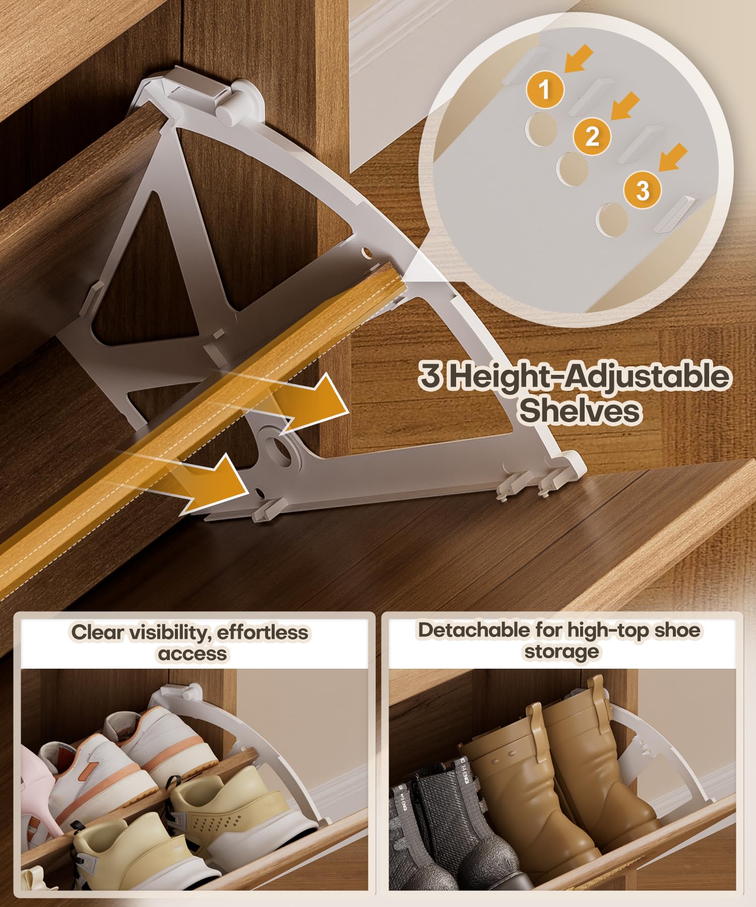 Yorbay Meuble à Chaussures Rotin pour Entrée: 8-12 Paires avec 2 Abattants