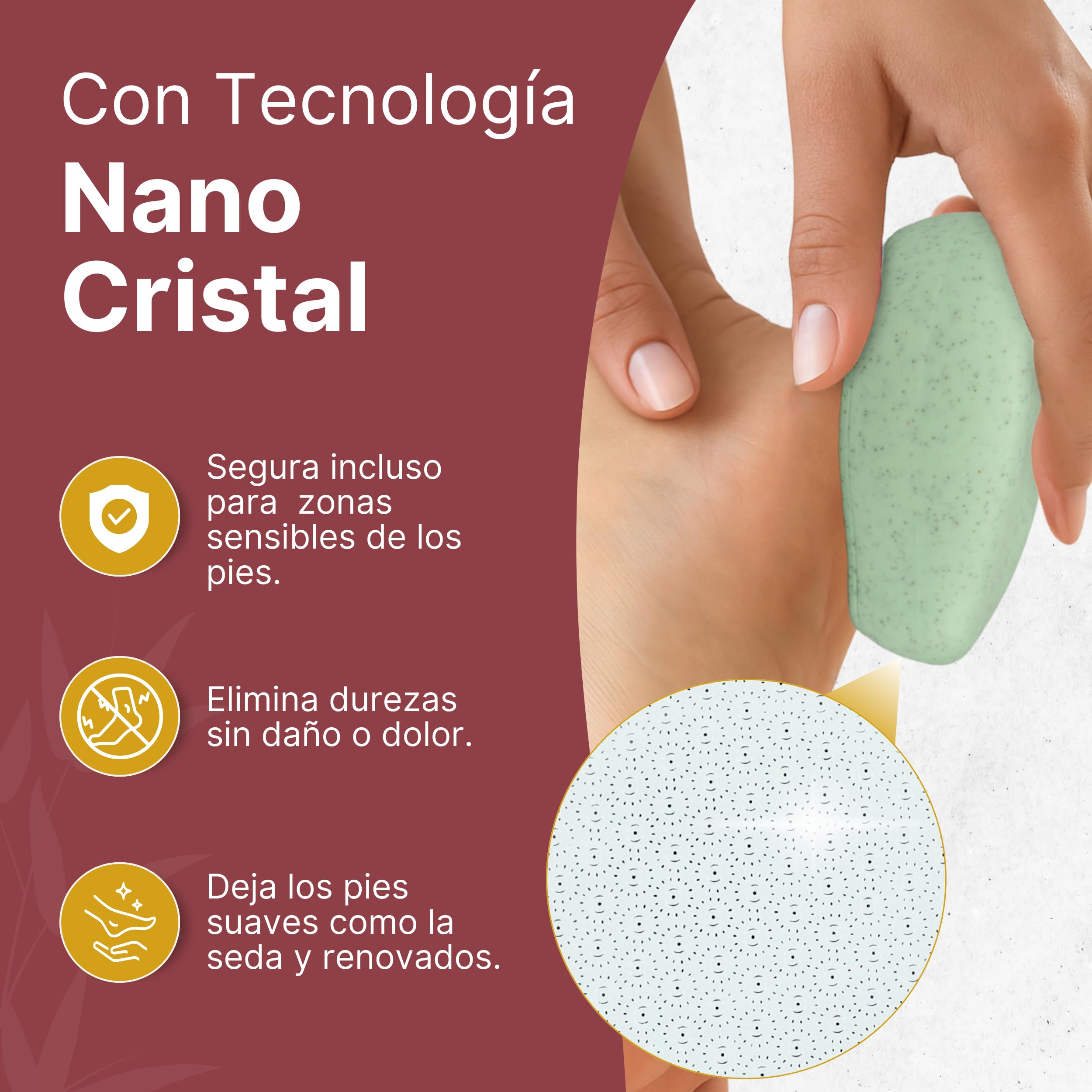 Lima para Pies con Nano Cristal. Lima Durezas de Pies, Callos y Talones Agrietados. Raspador Suave Fabricado con Partículas de Paja. Para Quitar Durezas de los Talones de forma Eficaz.