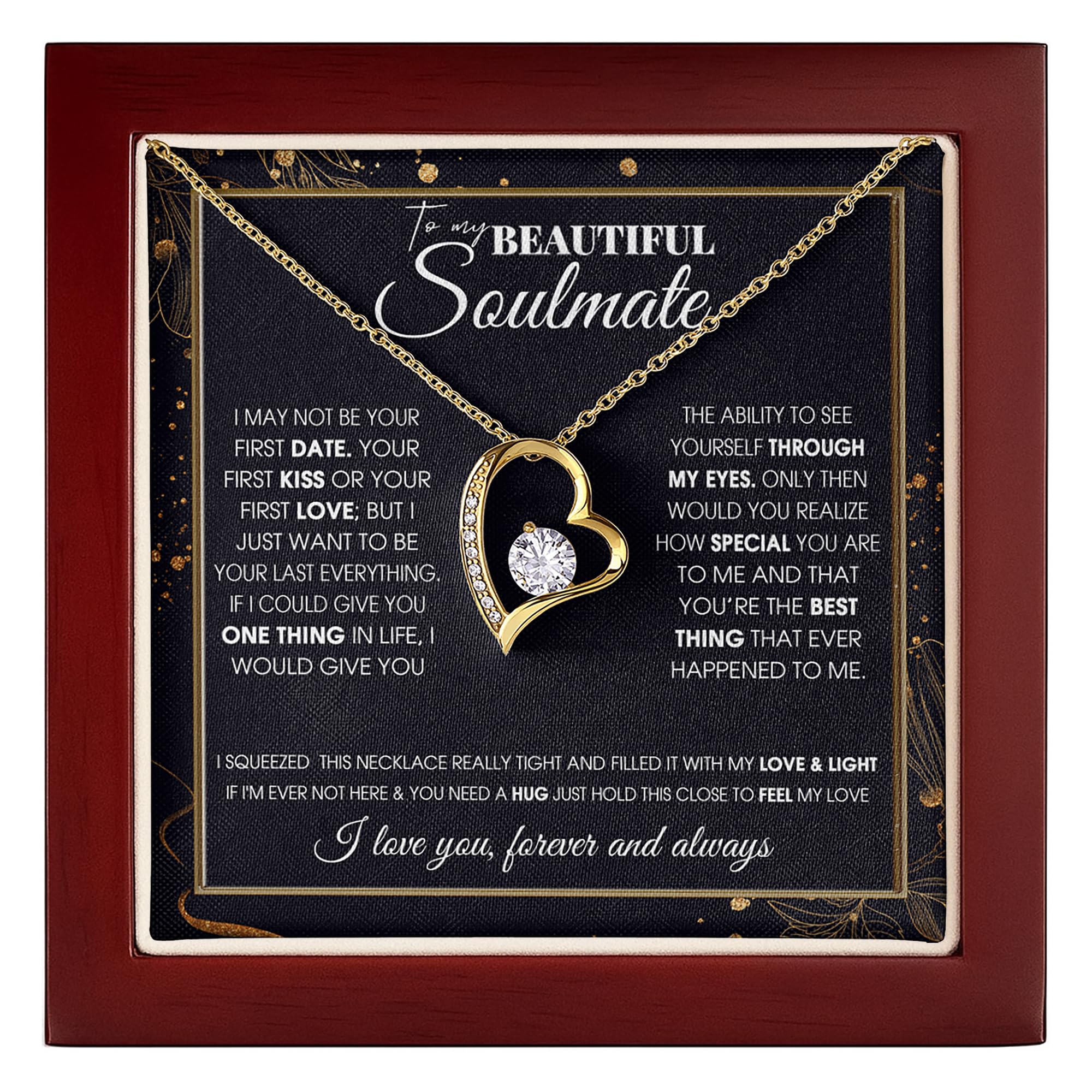 To My Beautiful Soulmate Necklace for Women With Message Card, Necklace for Wife from Husband, Girlfriend Necklace from Boyfriend, Soulmate Necklace