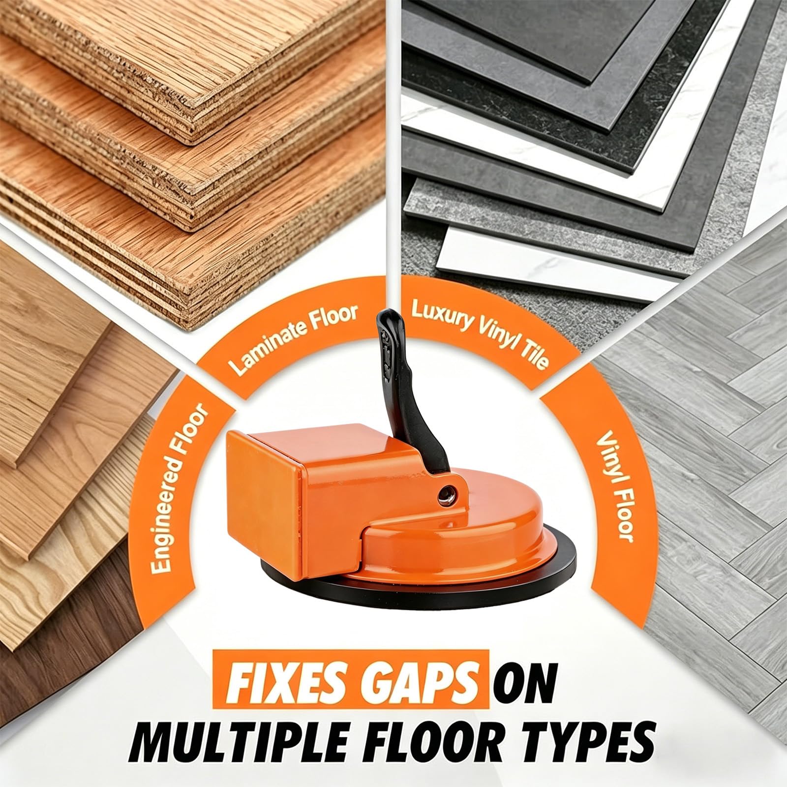 Floor Gap Fixer Tool,2026 New Heavy Duty Floor Gap Fixer with Enhanced Vacuum Suction Cup for Laminate, Wood & Vinyl Tile Flooring (Orange) — view 4