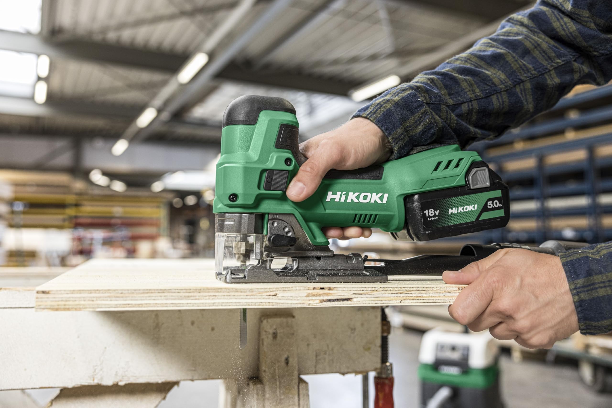 HiKOKI CJ18DBW2Z Scie Sauteuse Sans Fil 18V, Pendulaire, Coupe Bois 135 mm | Livrée en mallette avec lame, sans batterie ni chargeur, coupe onglet 45°, changement de lame rapide et éclairage LED