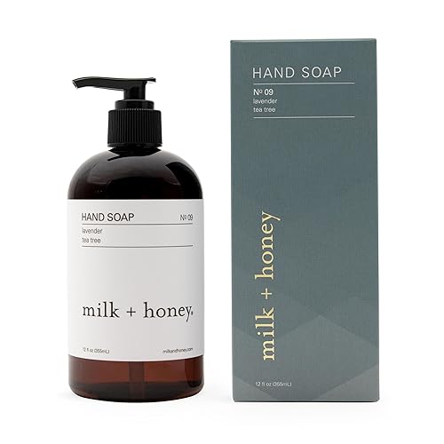 milk + honey Jabón líquido para manos No. 9, jabón de manos hidratante con lavanda y árbol de té, jabón natural fresco y herbáceo para manos, 12