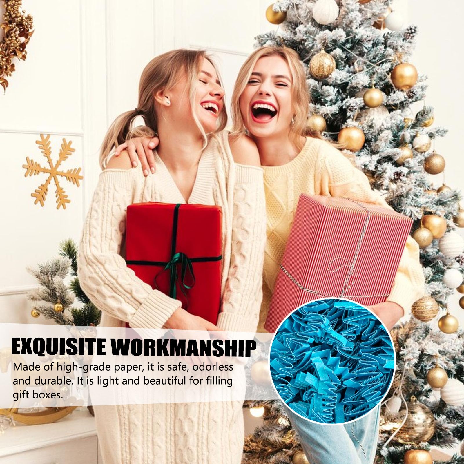ZEBMOON Relleno de papel de corte arrugado azul lago de 2 libras, ideal para envolver regalos, relleno de cestas, cumpleaños, boda, día de San Valentín, Mardi Gras, suministros de relleno de