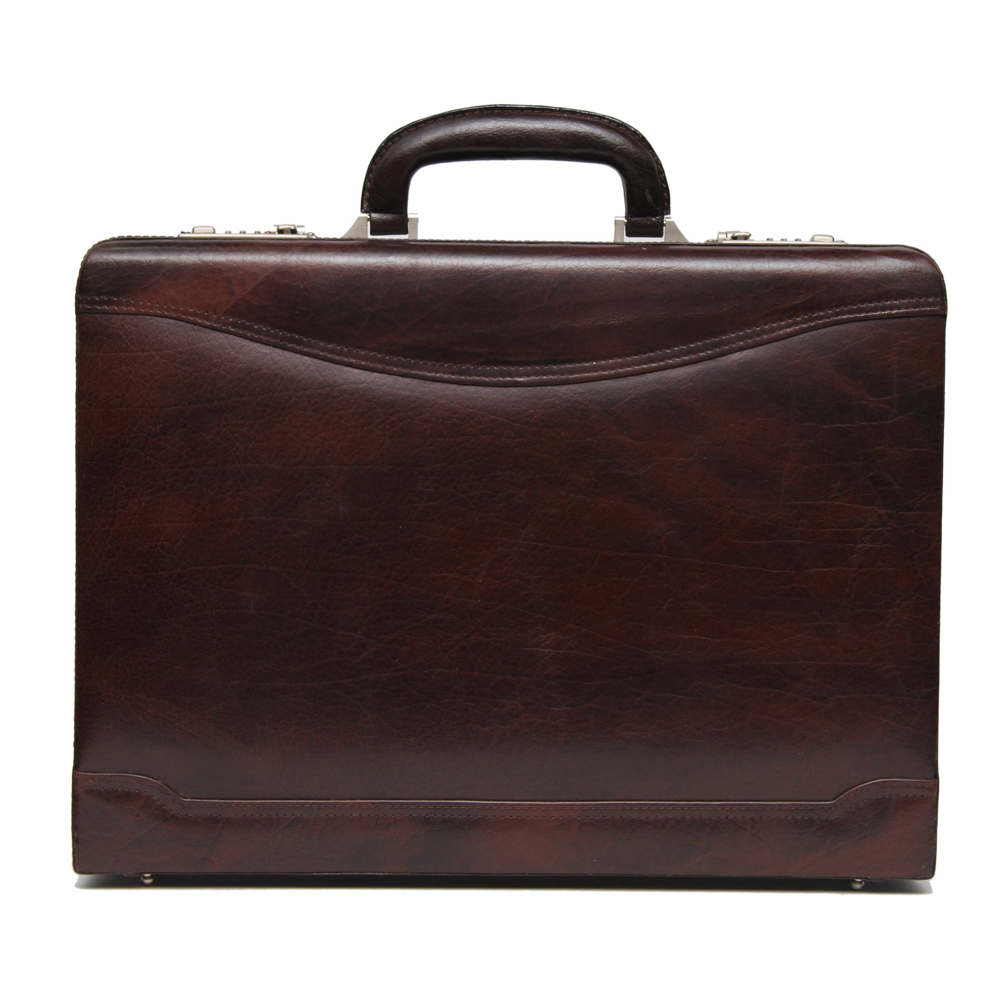 Comfort Leather 17" Brown Briefcase High Security Combo Number Lock Briefcase Bag for Men Office-image-20