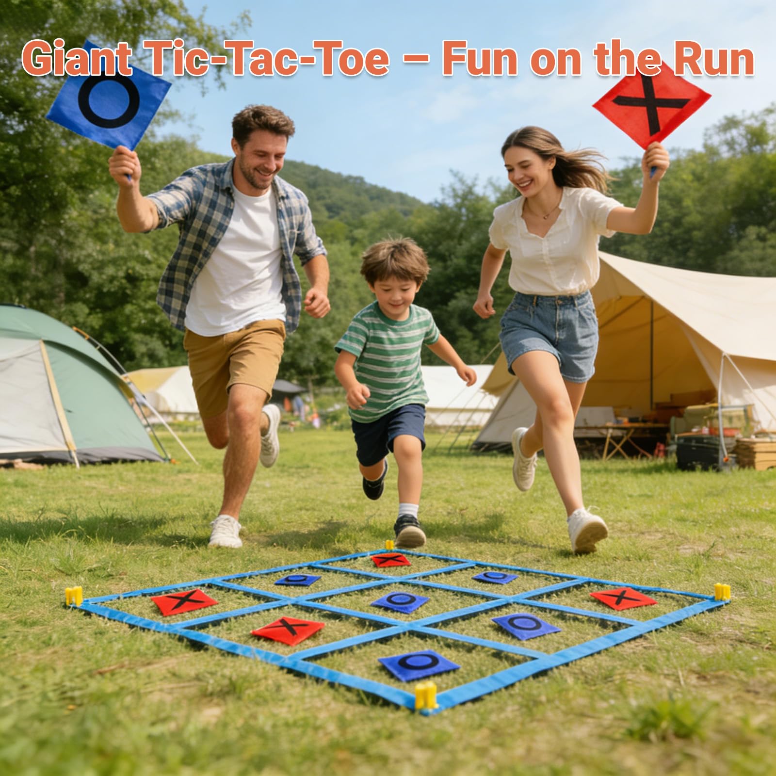 Riesiges Tic Tac Toe, Outdoor-Spielset, Sitzsack-Wurfspiele für Kinder & Erwachsene, Tic Tac Toe Mehrspieler für Garten, Strand, Camping, Familienfest, Gartenparty