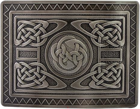 Boucle De Ceinture Celtique Noeud Tourbillon - Finition Antique - Pour Kilt Ou Ceinturon