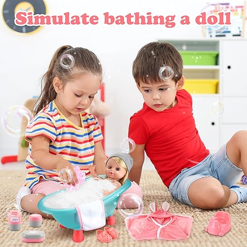 Miniatura 6 de Juego de baño para muñecas de bebé, juego de muñecas de bebé para niños pequeños, para niñas de 3, 4 y 5 años, regalos de fiesta, juguetes para