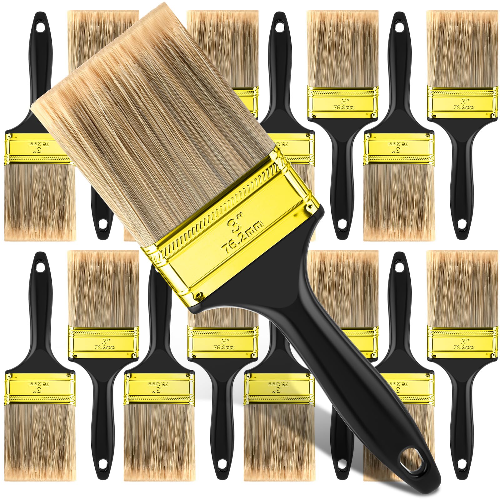 Teenyyou 24 Pcs 3 Inch Paint Brushes Flat Chip Paintbrushes Bulk