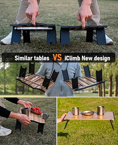 Miniatura 4 de iClimb Mini picnic de playa ultraligero compacto plegable Alu. Mesa con bolsa de transporte, dos tamaños (negro - L)