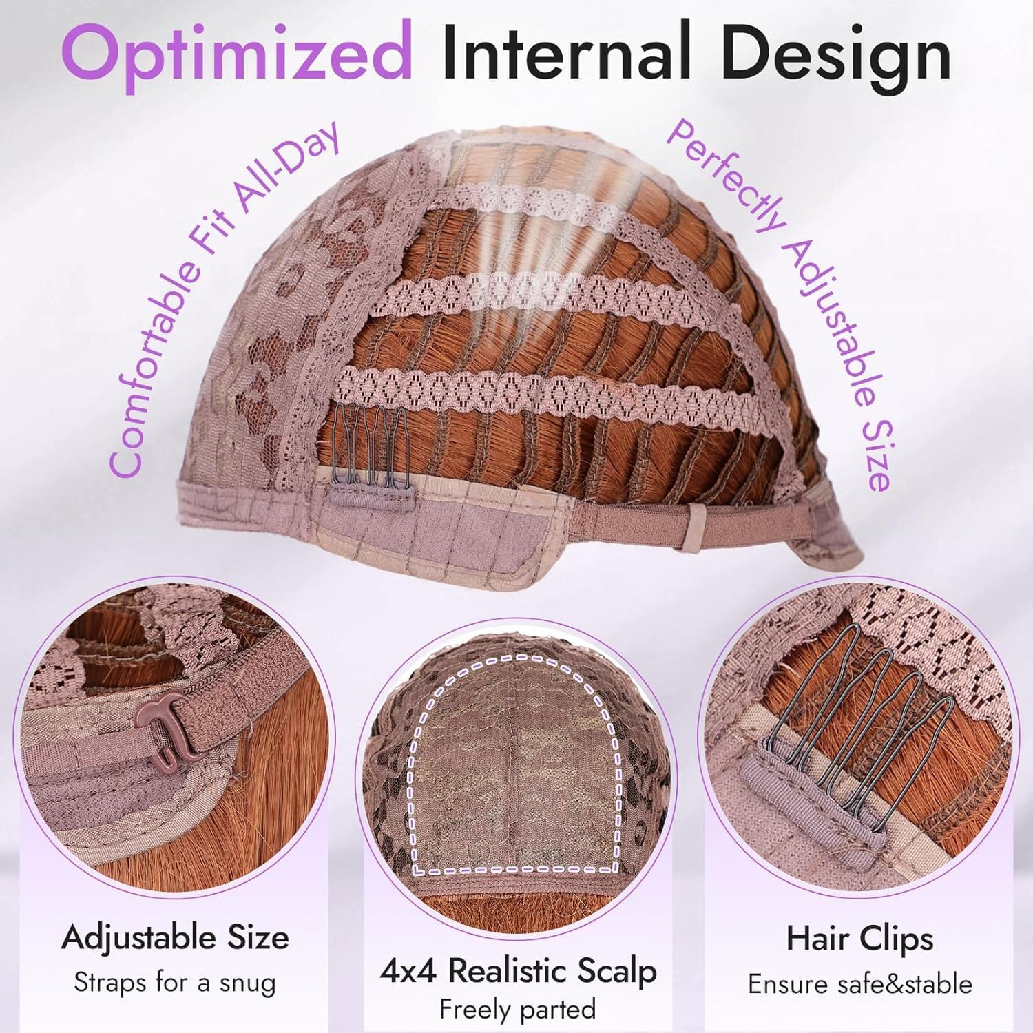 Auburn Long Layered Wigs Human Hair with Bangs for Women Heat Resistant Real Hair Wig Natural Look for Daily Party and Everyday Life (Auburn,26 Inch) - Image 5