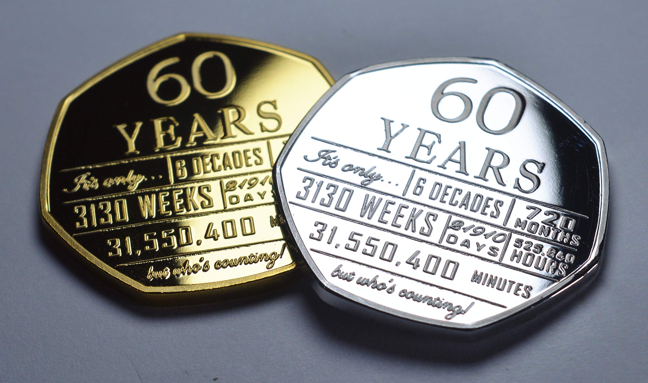 The Commemorative Coin Company Silver/Gold Pair Of 60Th Birthday .999 & 24Ct Commemoratives. Unique Gift/Present Party/Celebration Ideas 60 Sixty Years Sixtieth