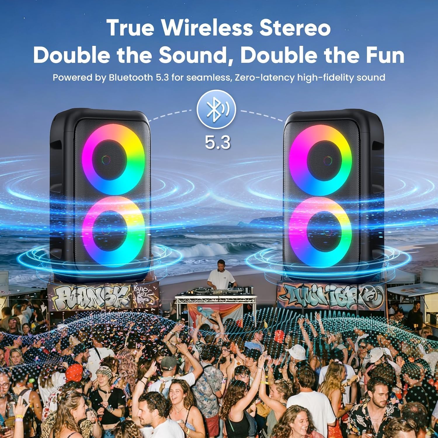 Karaoke con Microfono (2026 Ultimo Modello) | Cassa Bluetooth da 2 x 15W con 2 Microfoni Ricaricabili | 10 Ore di Riproduzione | Supporta Smartphone/TV/TWS/AUX/USB/FM | Per Festa/Casa/Compleanno