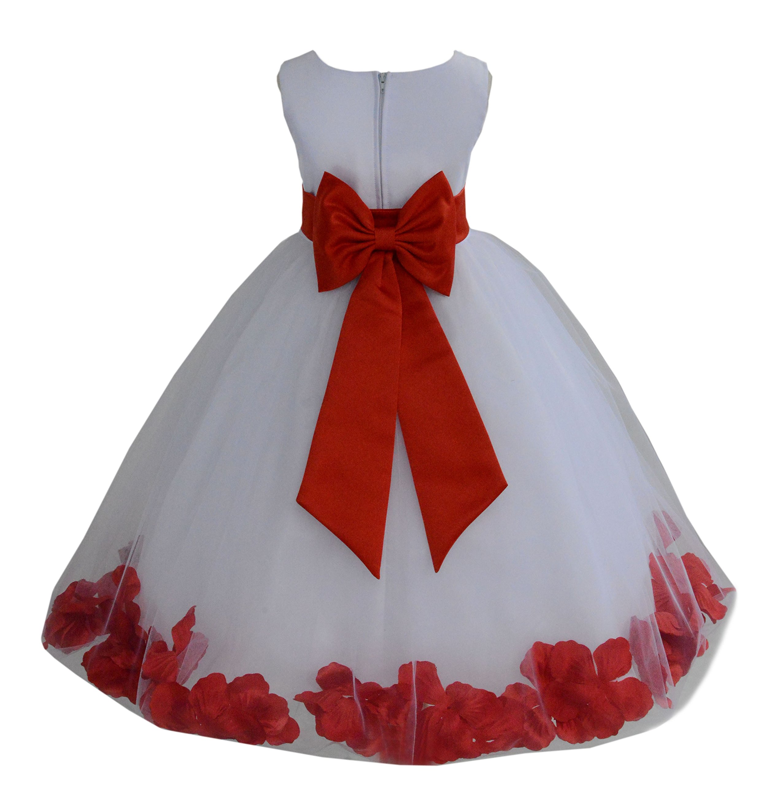 White Tulle Rose Petals Flower Girl Dress Tulle Dress Christening Dress 302T 4