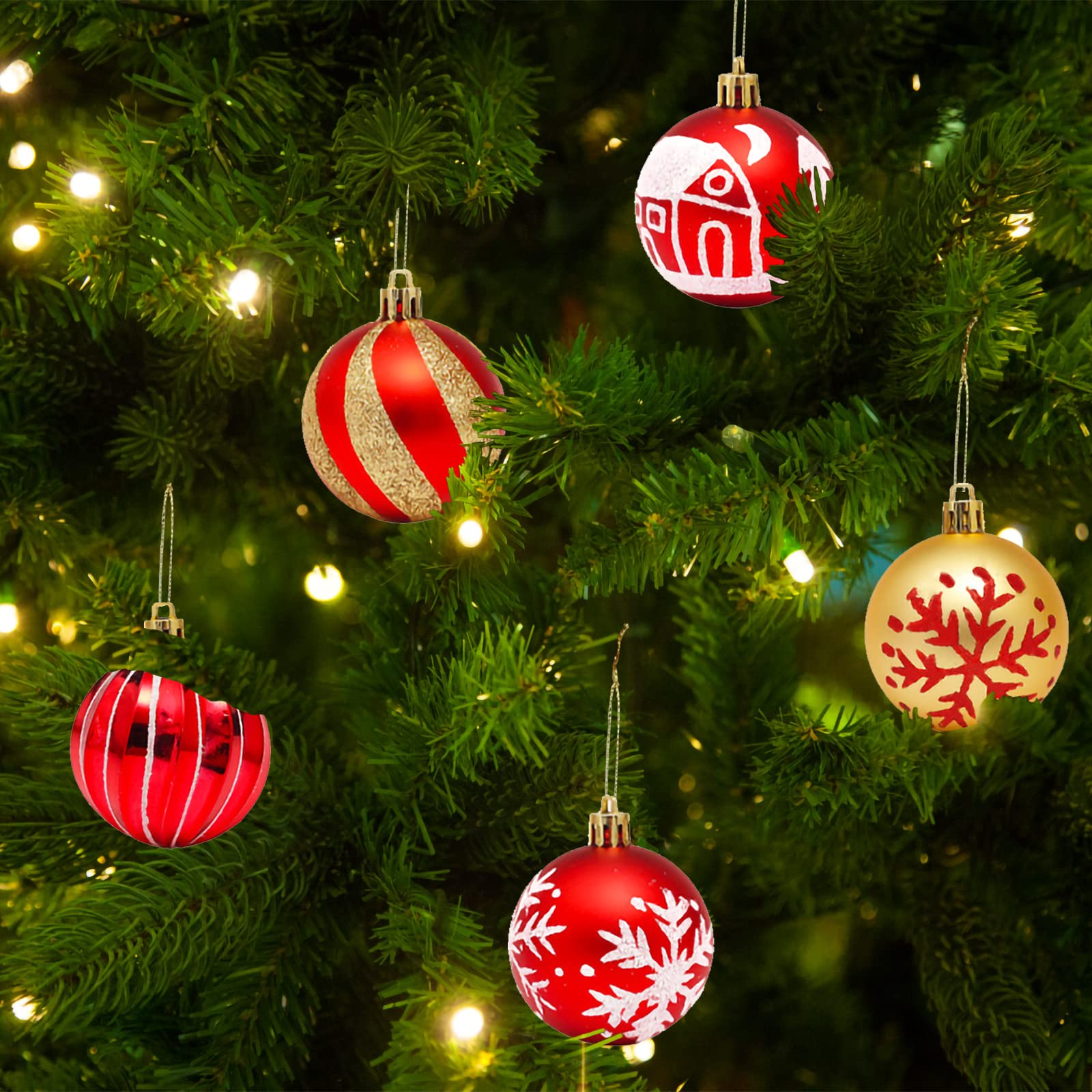 クリスマスツリー　オーナメントボール　レッド×ゴールド　グラスボール　赤系 クリスマスツリー オーナメントボール レッド×ゴールド グラスボール 赤