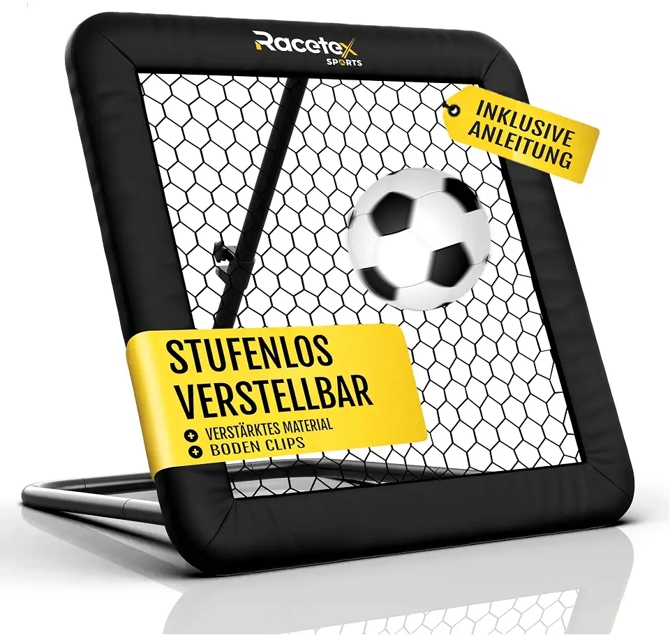 Racetex Rebounder für Fußball 100x100 cm [MIT Cover] - Fussball Rebounder mit robuster Konstruktion - Stufenlos Verstellbar - Fußball für Schuss-, Pass- und Ballannahme Training