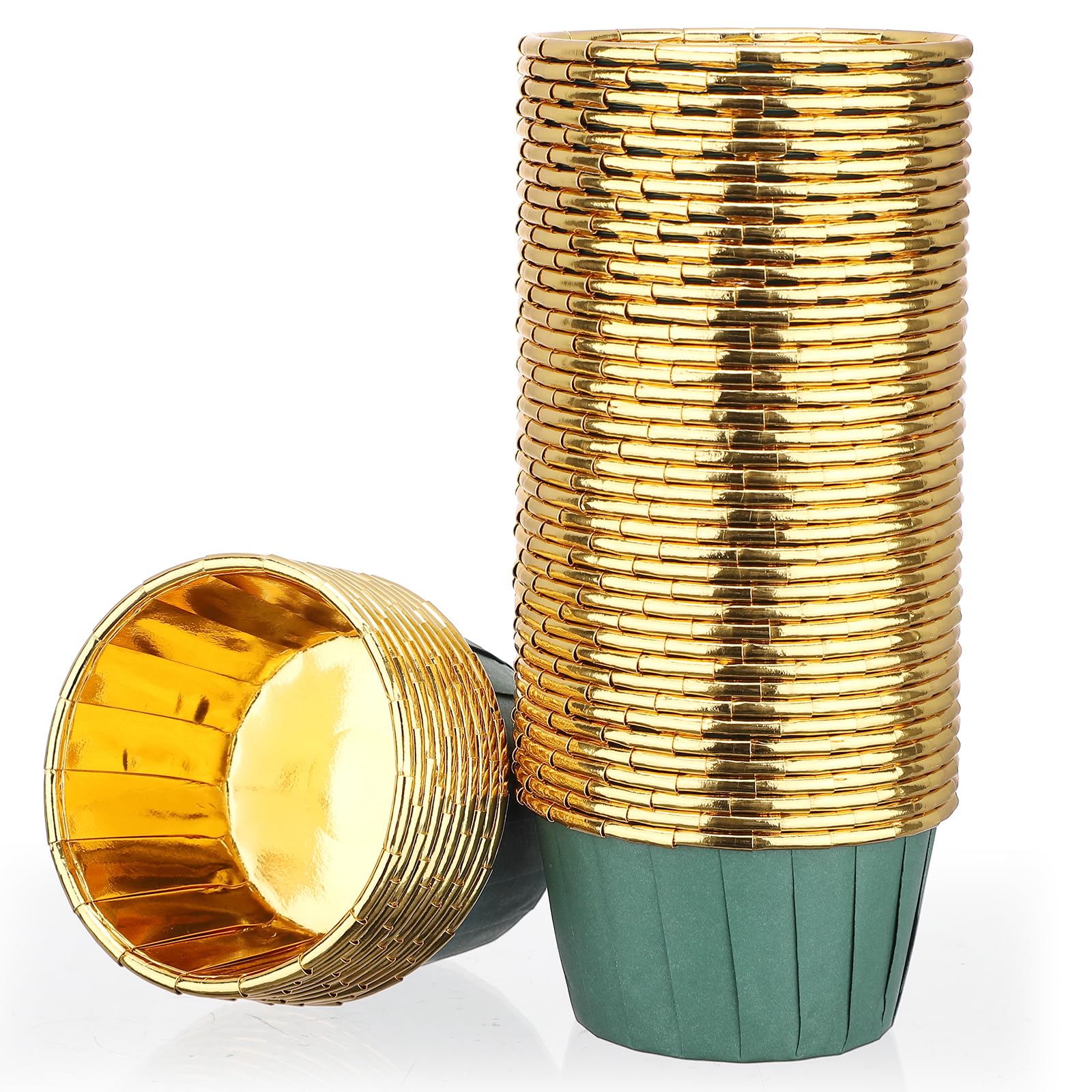 EUSOAR Green Cupcake Liners, 50pcs 3.5oz Aluminum Foil Baking Cupcake Cups