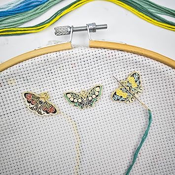 MAGNEECH 3 Pcs Flower Butterfly Needle Minder for Cross Stitch,Needlework and Embroidery Accessories, Gift for Cross Stitch Lover