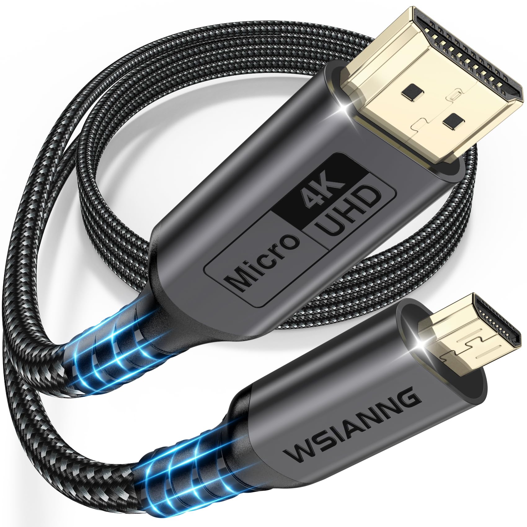 Câble Micro HDMI vers HDMI, 0.3m pour Streaming et Gaming, Câble Micro HDMI 2.0 avec 4K@60Hz, HDR, ARC et Dolby 3D Full HD, pour Moniteur, Caméras et Raspberry Pi 5/4