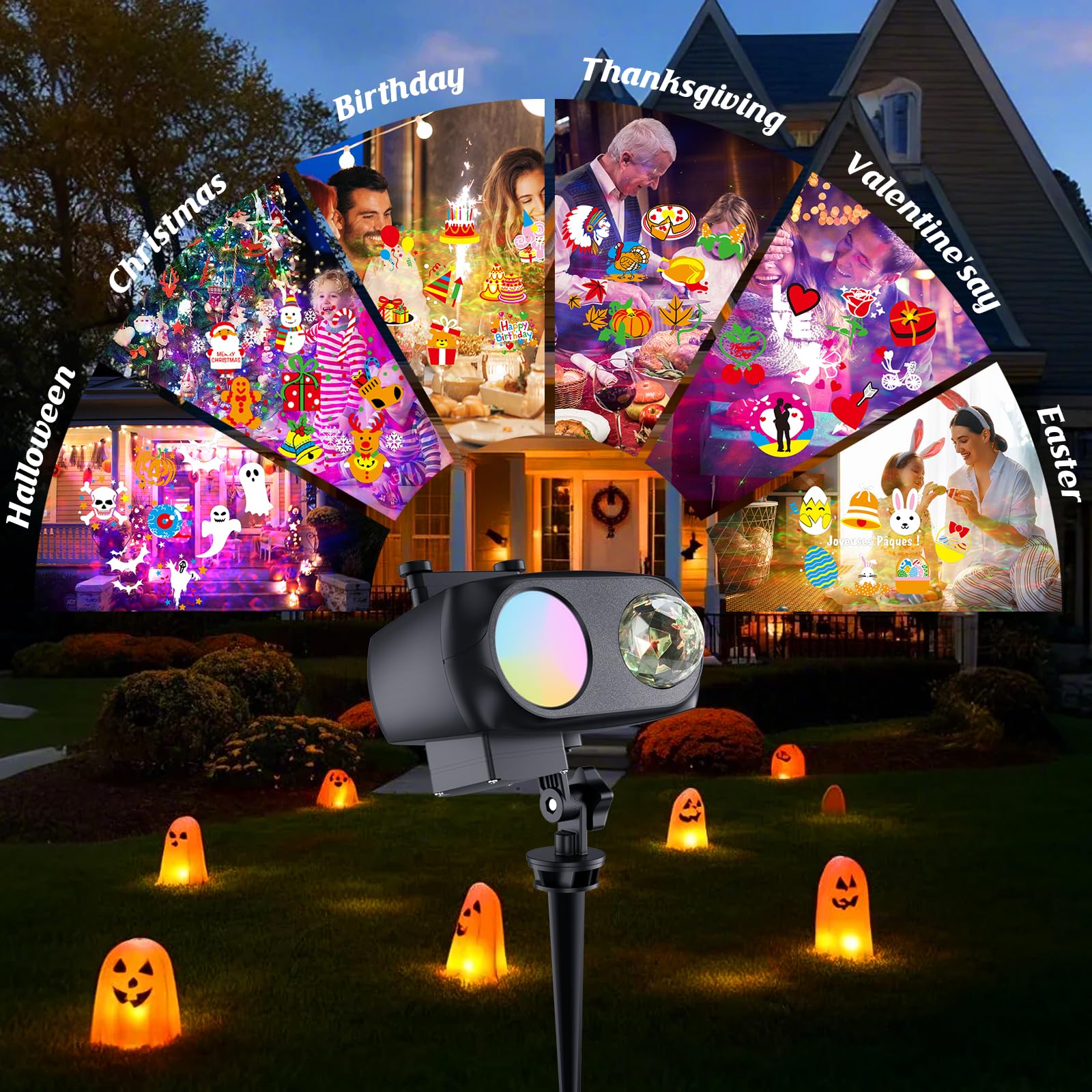 Luces de proyector de Navidad de Halloween, 2025 luces de proyector de vacaciones para interiores y exteriores con control remoto y 20 efectos HD (onda del océano 3D) para decoración de 3