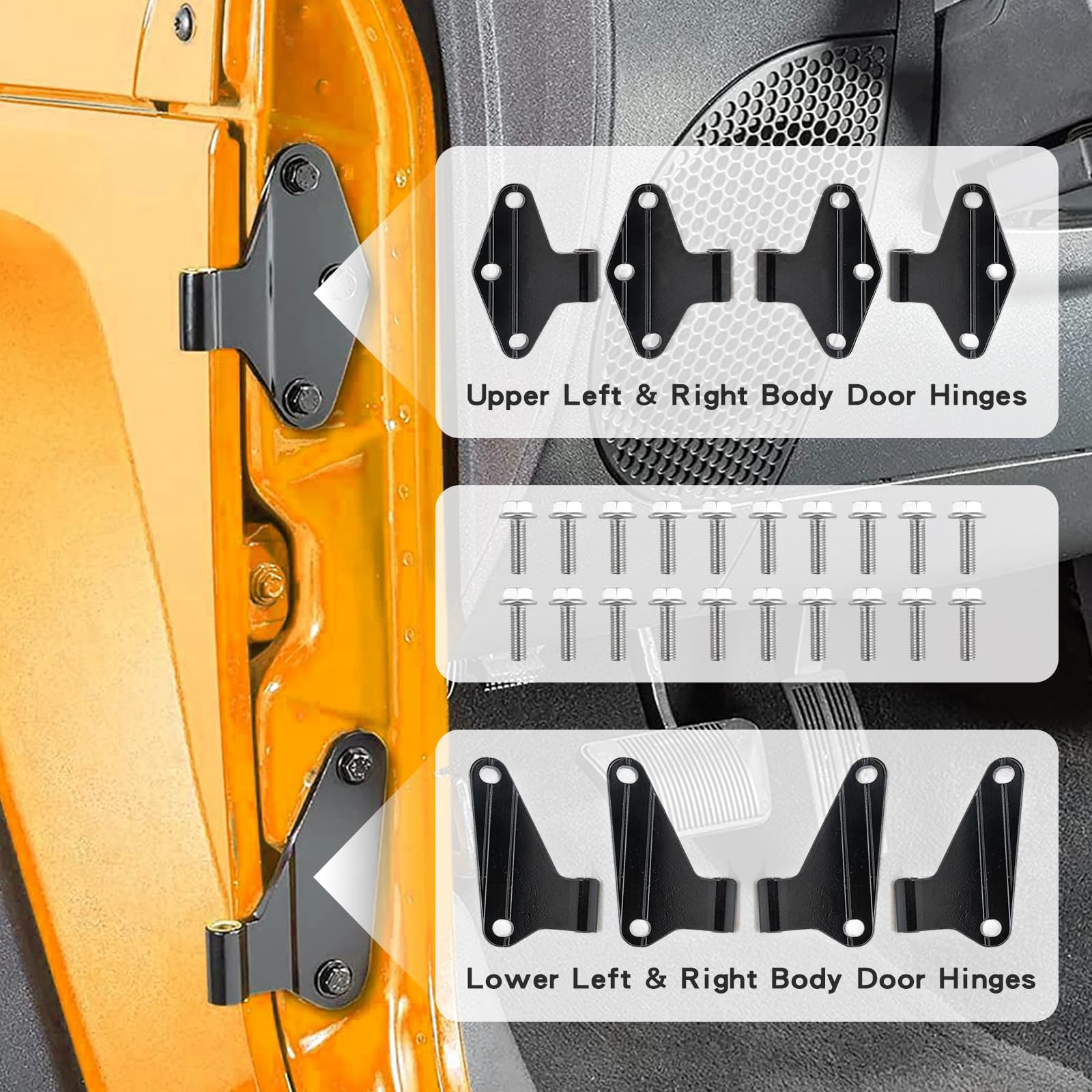 Heavy Duty Door Limiting Strap For Jeep Wrangler JK/JL/Gladiator (2007-2020) - 2 Pairs, Black, Adjustable - View #13
