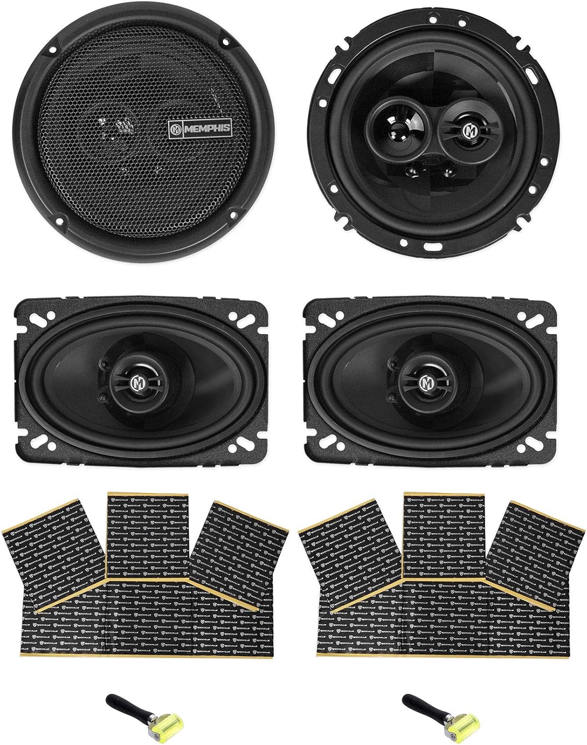 Memphis Audio Pair PRX603 6.5"+(2) PRX46 4x6 Car Speakers+RockMat Sound Kit Amazon.ca Electronics
