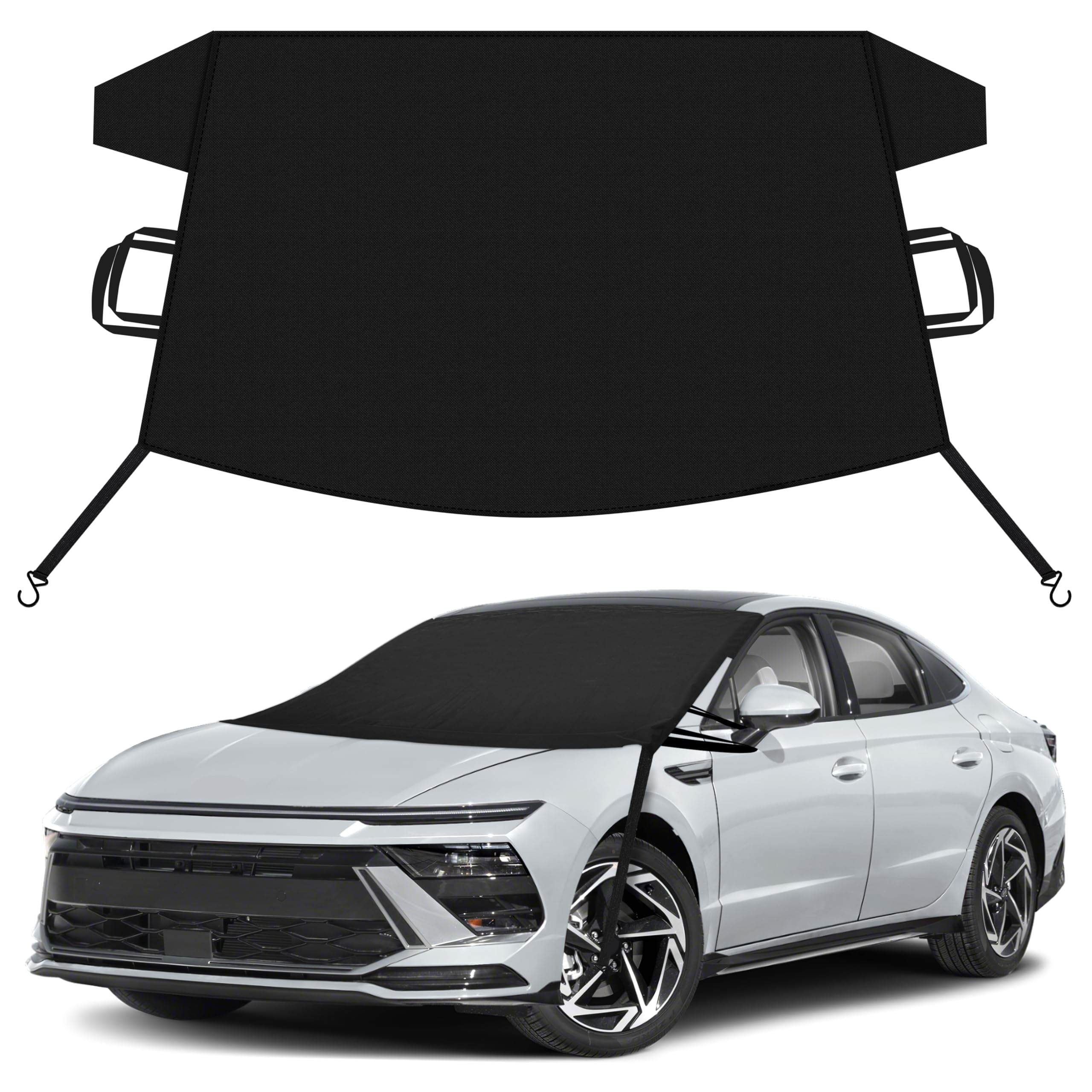 EcoNour Car Snow Cover Compatible for Hyundai Sonata | Windshield Cover for Ice and Snow with S-Hook Straps | Heavy-Duty 600D Oxford Winter Car Cover, Waterproof &amp; Anti-Slip