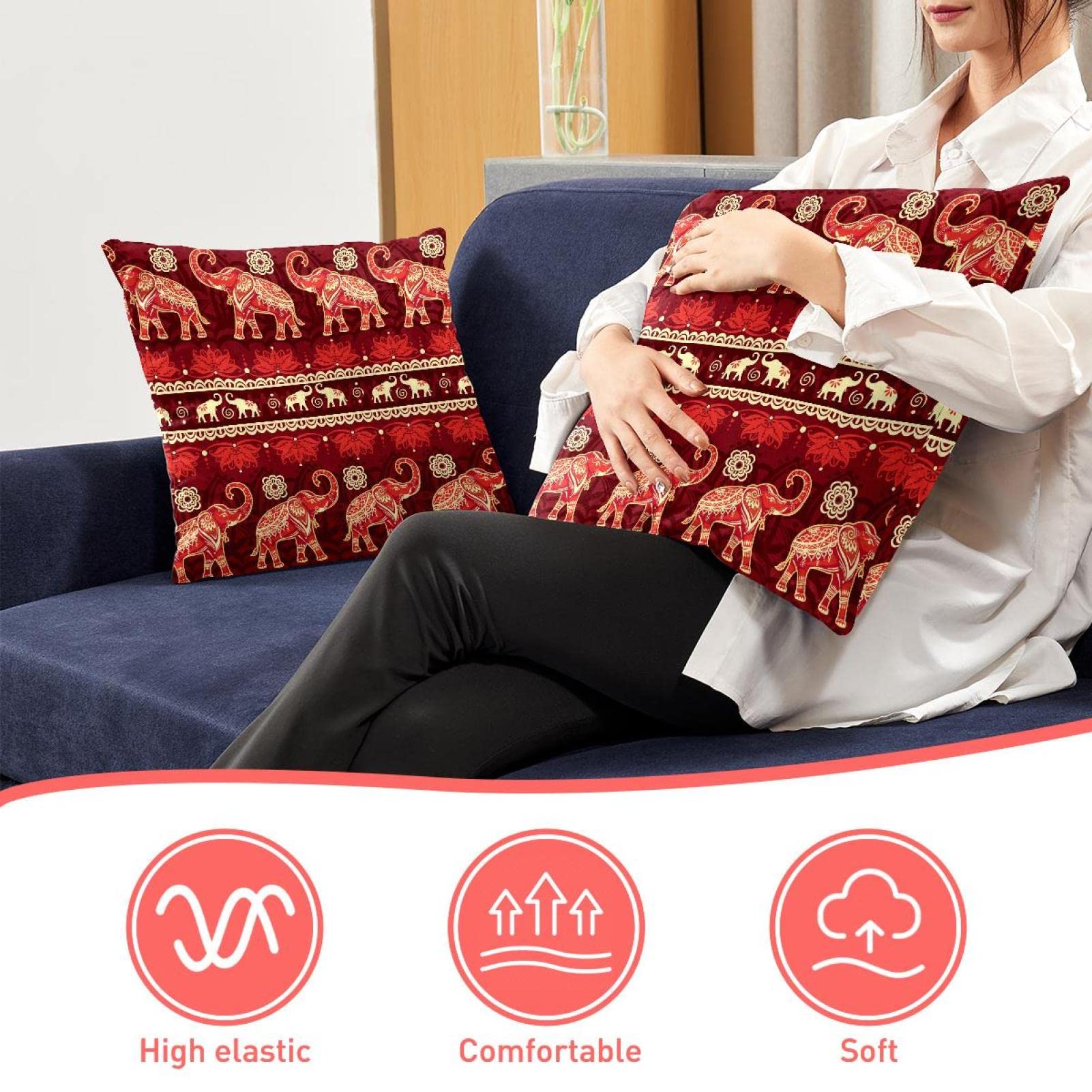 Olifant Giraffe Lion Pack van 2, decoratieve vierkante kussensloop kussenhoezen kussenslopen, woondecoratie decoraties voor sofa bank bed stoel Olifant Giraffe Lion Pack van 2, decoratieve vierkante kussensloop kussenhoezen kussenslopen, woondecoratie decoraties voor sofa bank bed stoel