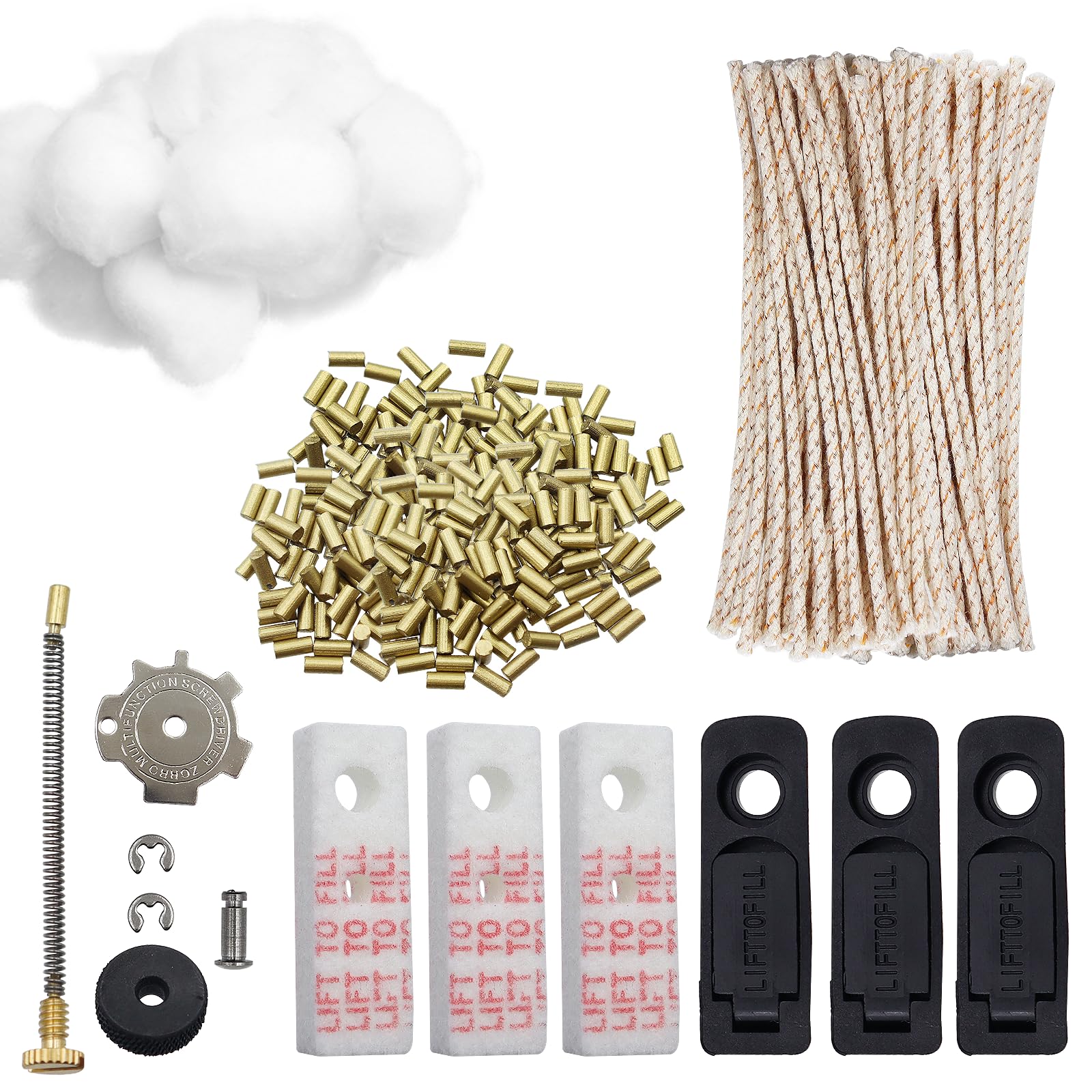 WestCH Lighter Replacement Repair Kit,Flint Lighter Wadding Pack Including Flints,Replacement Spring,Cotton,Wicks,Gasket,Cotton felt,Rivet,For Zippo Kerosene Gasoline