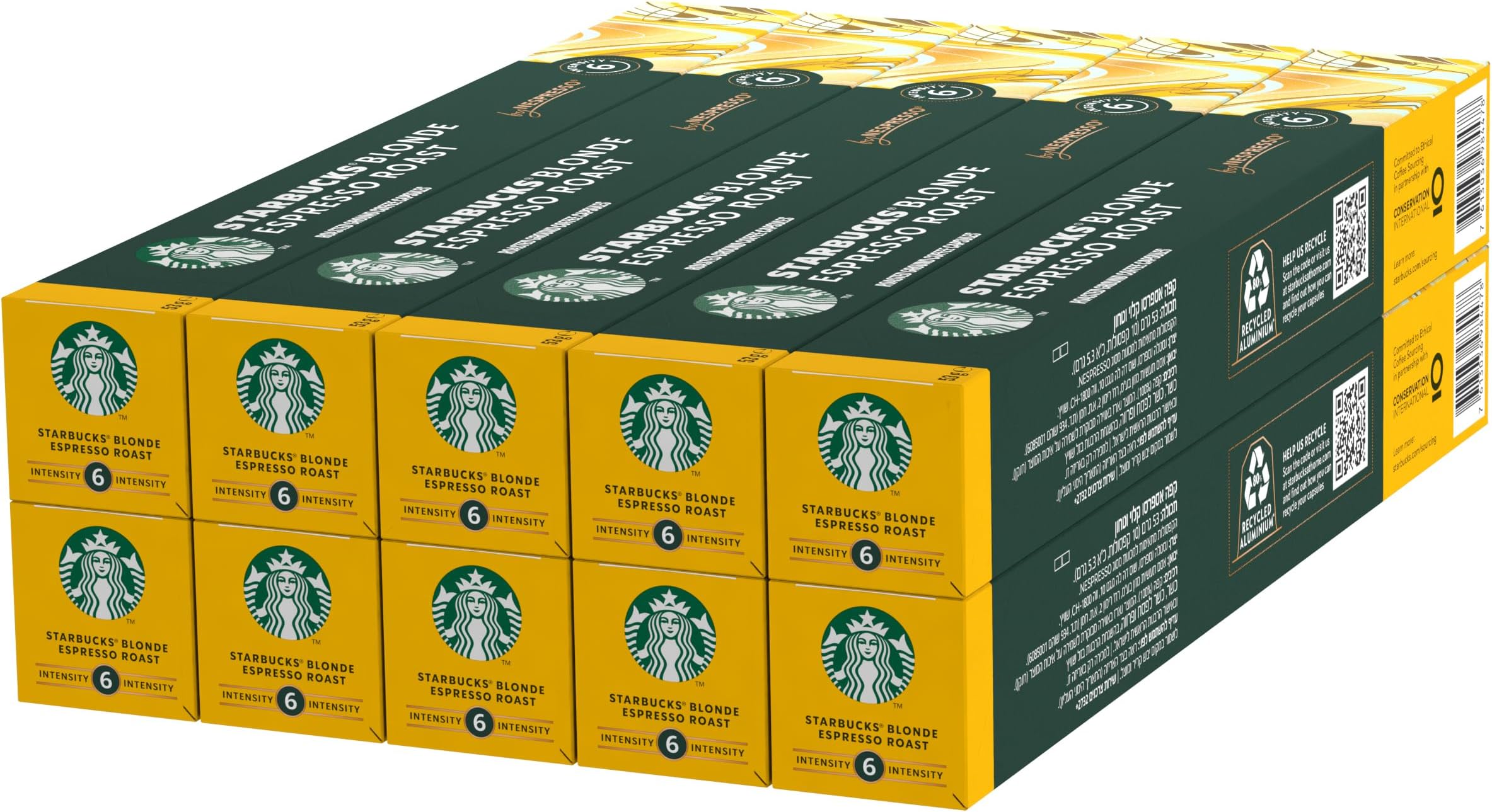 Blonde Espresso Roast by Nespresso, Blonde Roast, Coffee Capsules 10 x 10 (100 Capsules)
