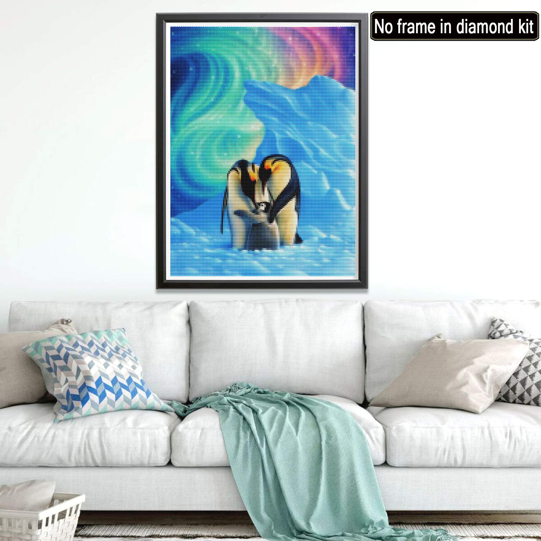 Bimkole Kit 5D Diamond Painting - Pinguino Aurora 30x40cm - Completo Di Tela, Strass E Strumenti