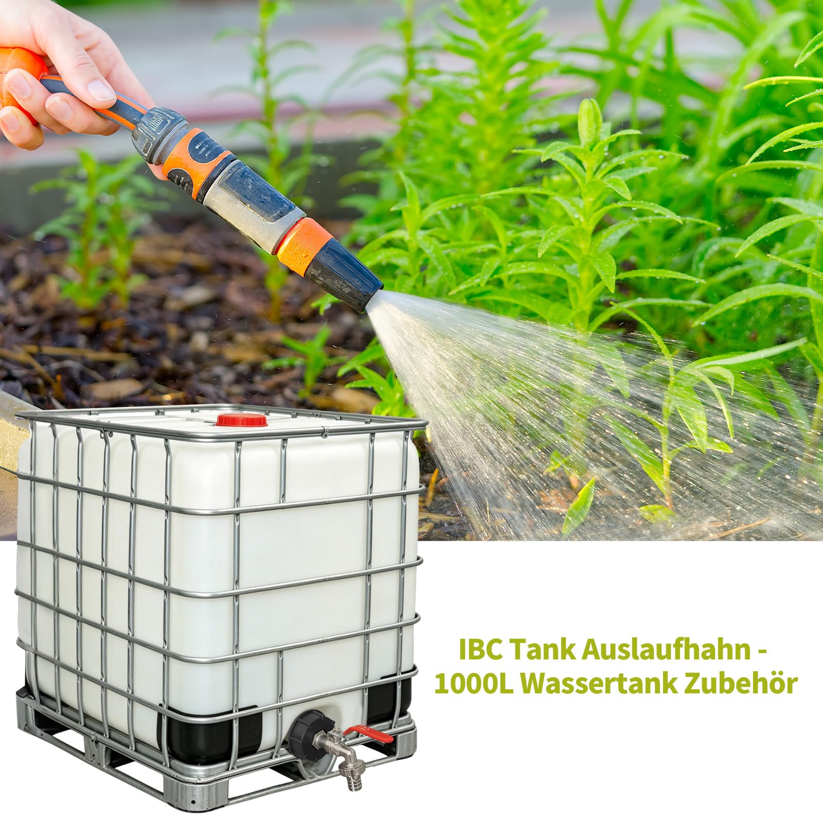IBC kran odpływowy z przyłączem 3/4 cala, adapter IBC S60 x 6, zbiornik na wodę IBC, akcesoria do zbiornika na wodę 1000 l, kran, kran ogrodowy 3/4 cala