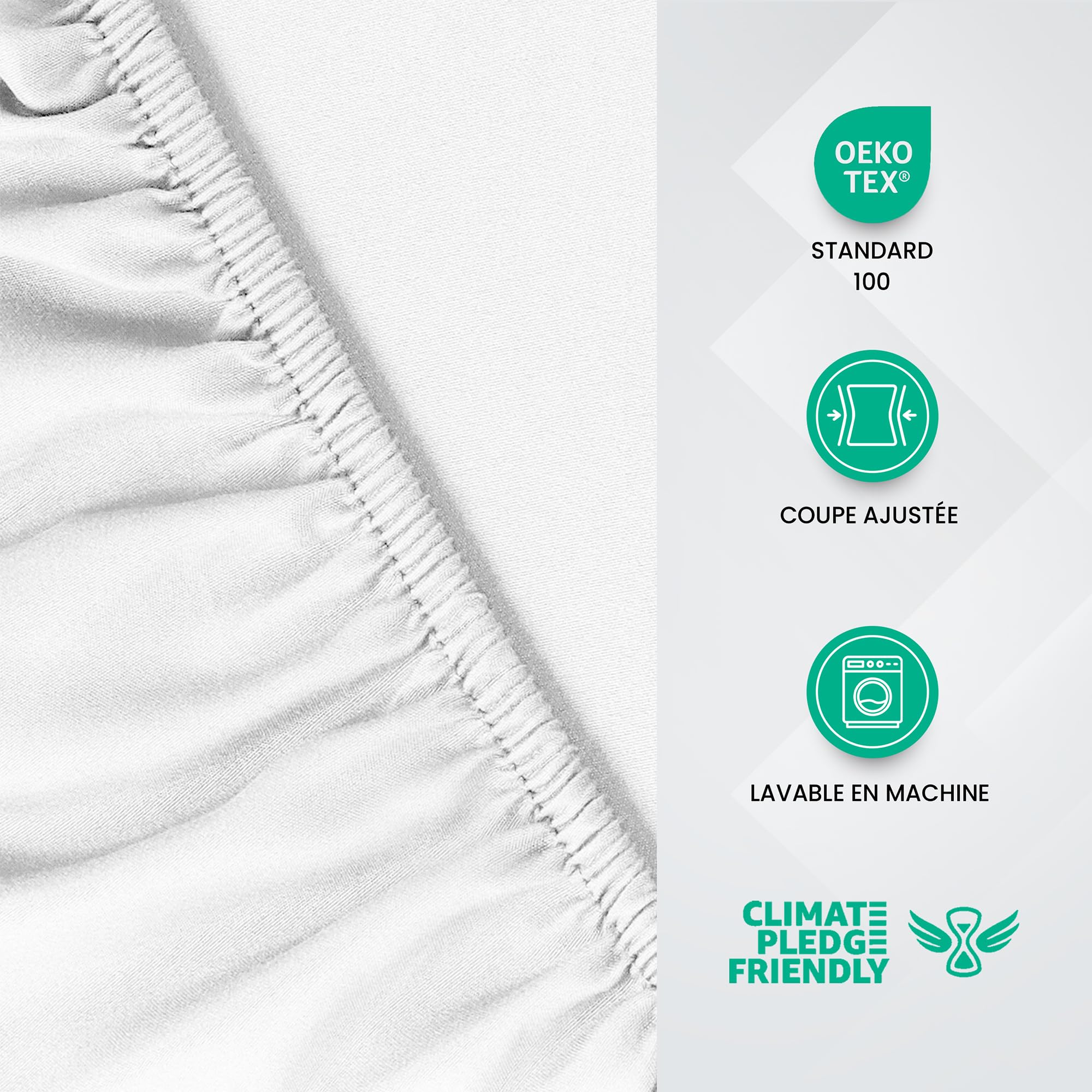 Utopia Bedding Drap Housse - Blanc, 160 x 200 cm - Certifié Oeko-Tex - Bonnets 35 cm pour Matelas Épais - Polyester Microfibre brossée - 4