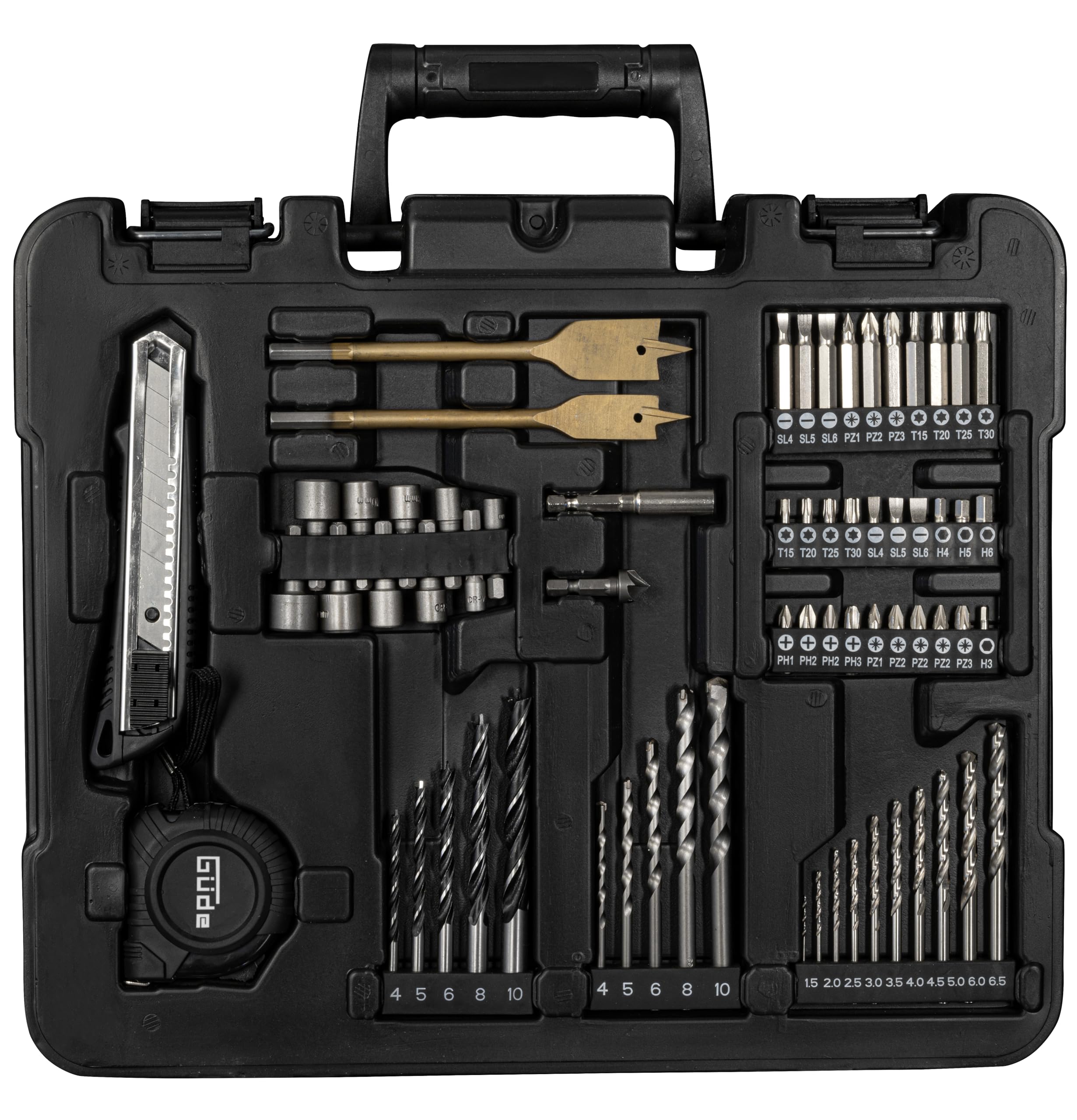 Güde Akku Bohrschrauber BS 18 - Set 126tlg. (18 V, mit Bit-/Bohrer-Set im Koffer, 2-Gang, 19+1 Drehmomentstufen, max. 30 Nm, 10 mm Schnellspannbohrfutter, LED-Licht, inkl. Akku & Schnellladegerät)