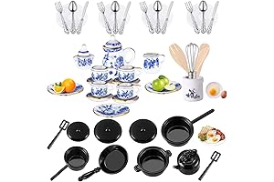 Miniature Porcelain Tea Cup, Pots & Pans Cooking Playset
