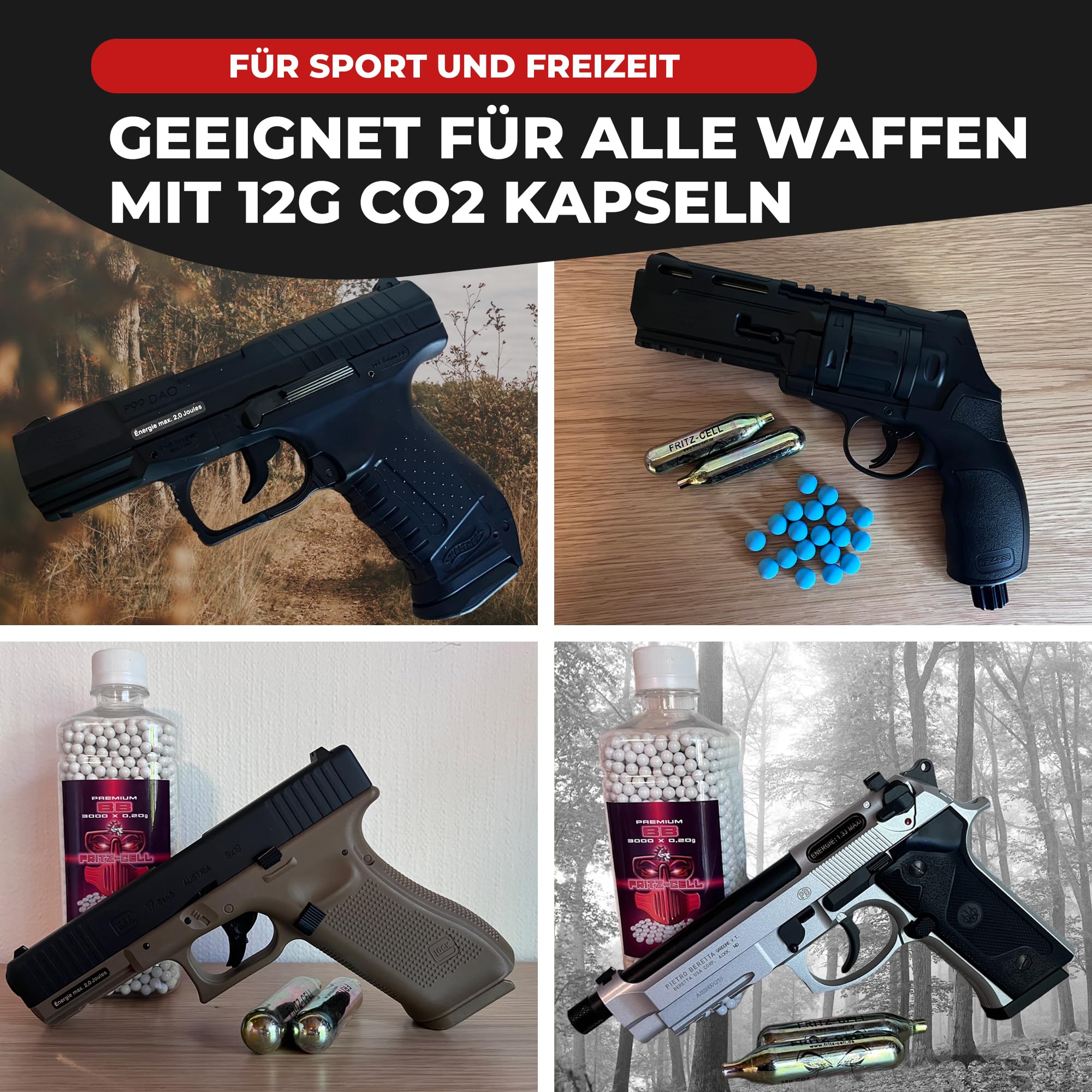 fritz-cell 12g CO2 5 Kapseln Patronen für Softair