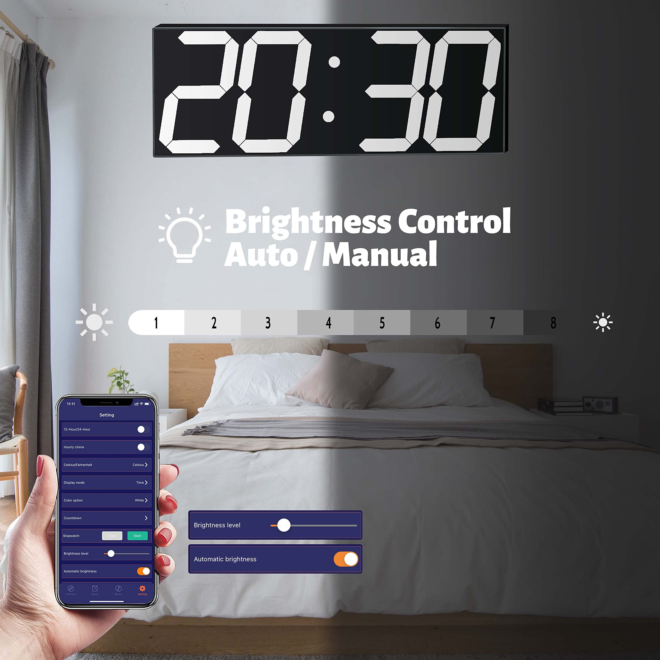 CHKOSDA Digital Wall Clock, Led Wall Clock with 6" Numbers, Count Up