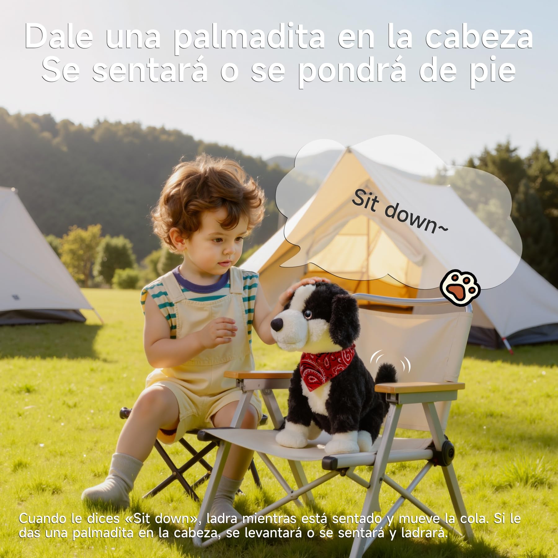 Perro Juguete con Control Vocal para Niños, Anda y Ladra, Habla, Mueve la Cola, Perro Interactivo Electrónico, Cachorro de Peluche de Animales, Regalo 3+ Años