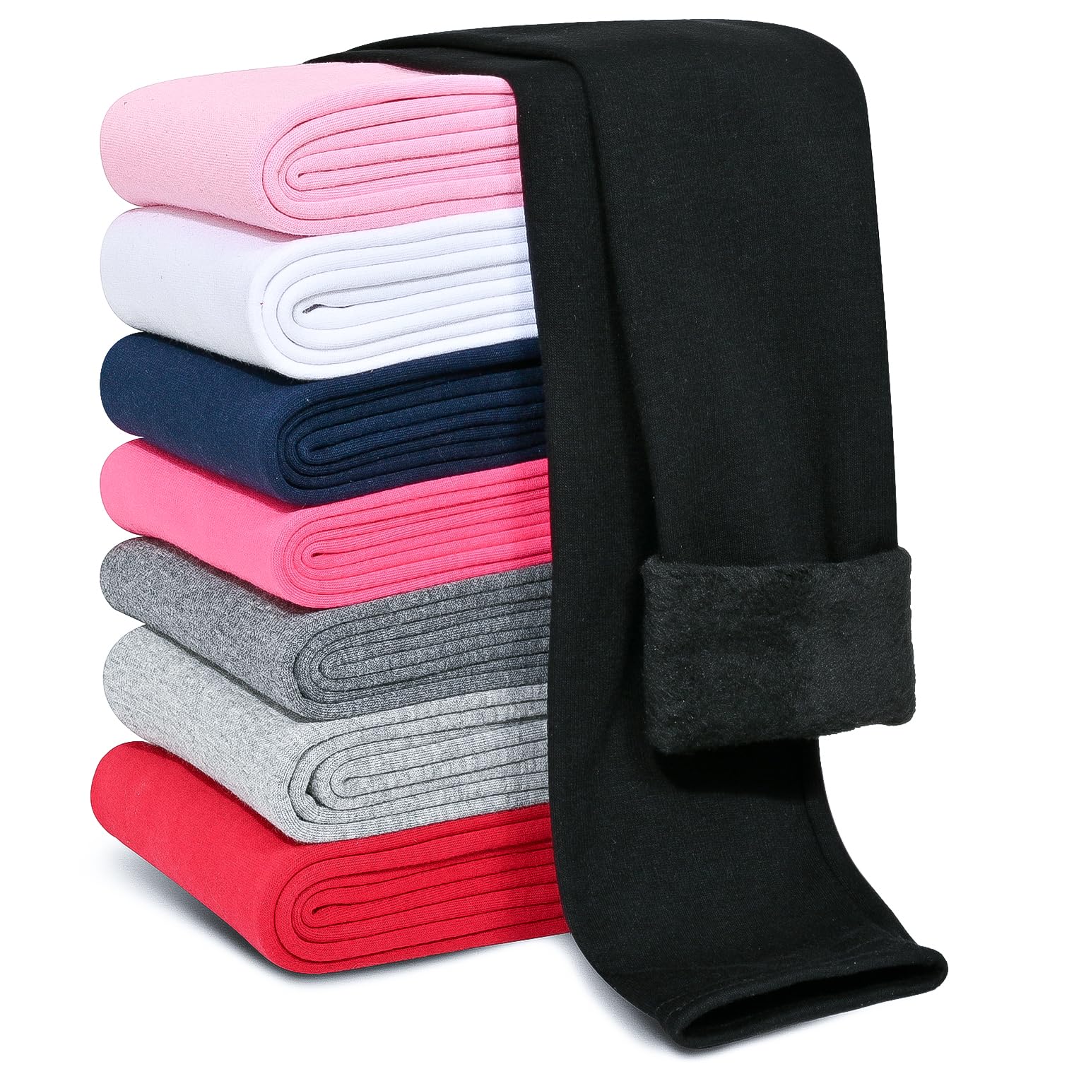 Girls Fleece Lined Leggings Cotton Kids Winter Warm Thermal Tights Pants