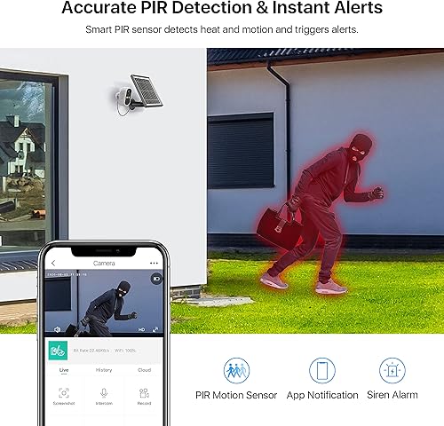 Miniatura 7 de ZOSI Cámara híbrida de 2MP 1080P 4 en 1 TVI CVI AHD CVBS y cámara inalámbrica C1 con panel solar, cámara IP WiFi sin cables de 1080P con alarma de