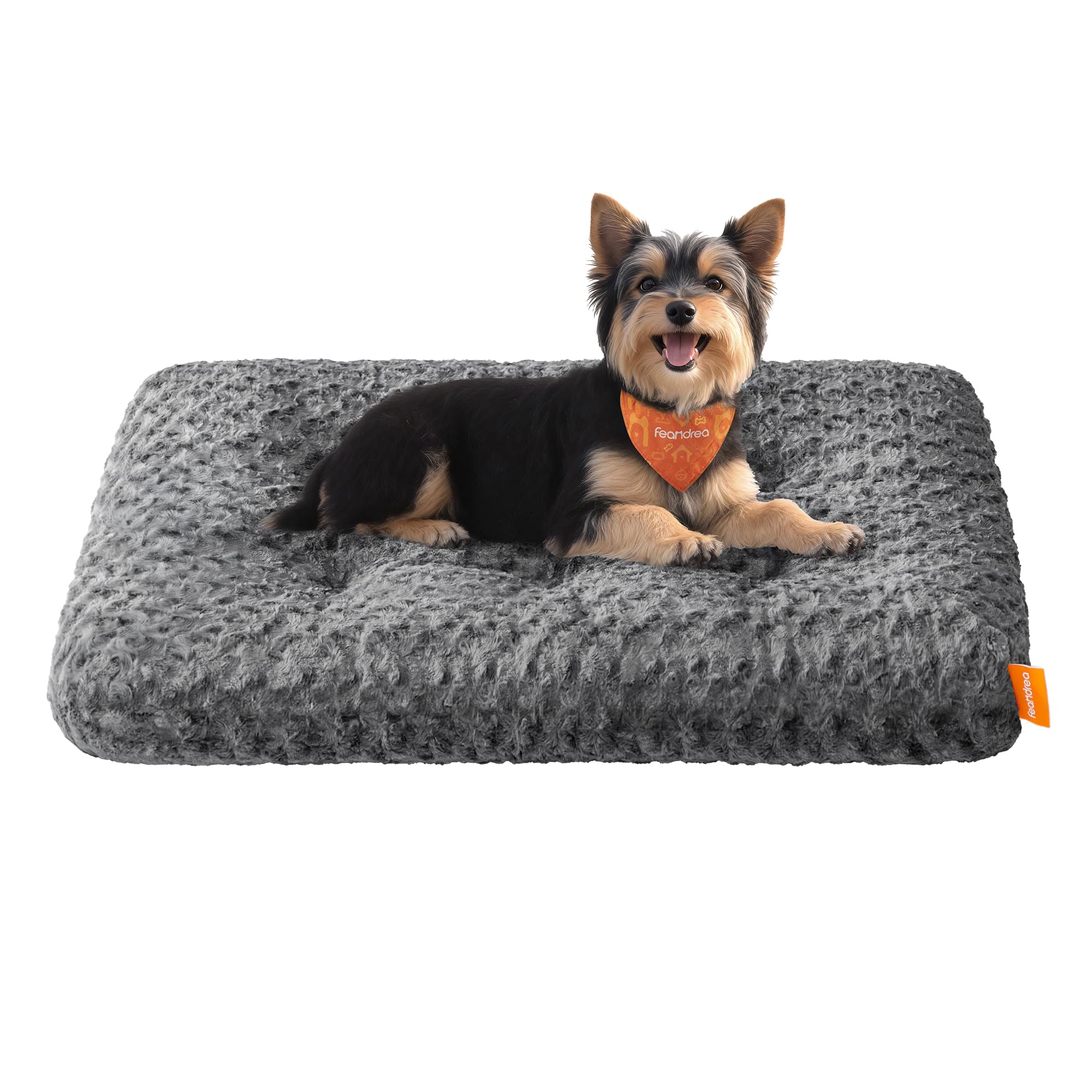 Feandrea Hundebett, Hundekissen M, für kleine Hunde, Flauschige Hundematte, Plüsch, 80 x 50 cm, weiche Polsterung, waschbar, rutschfest, schiefergrau PGW291GN01