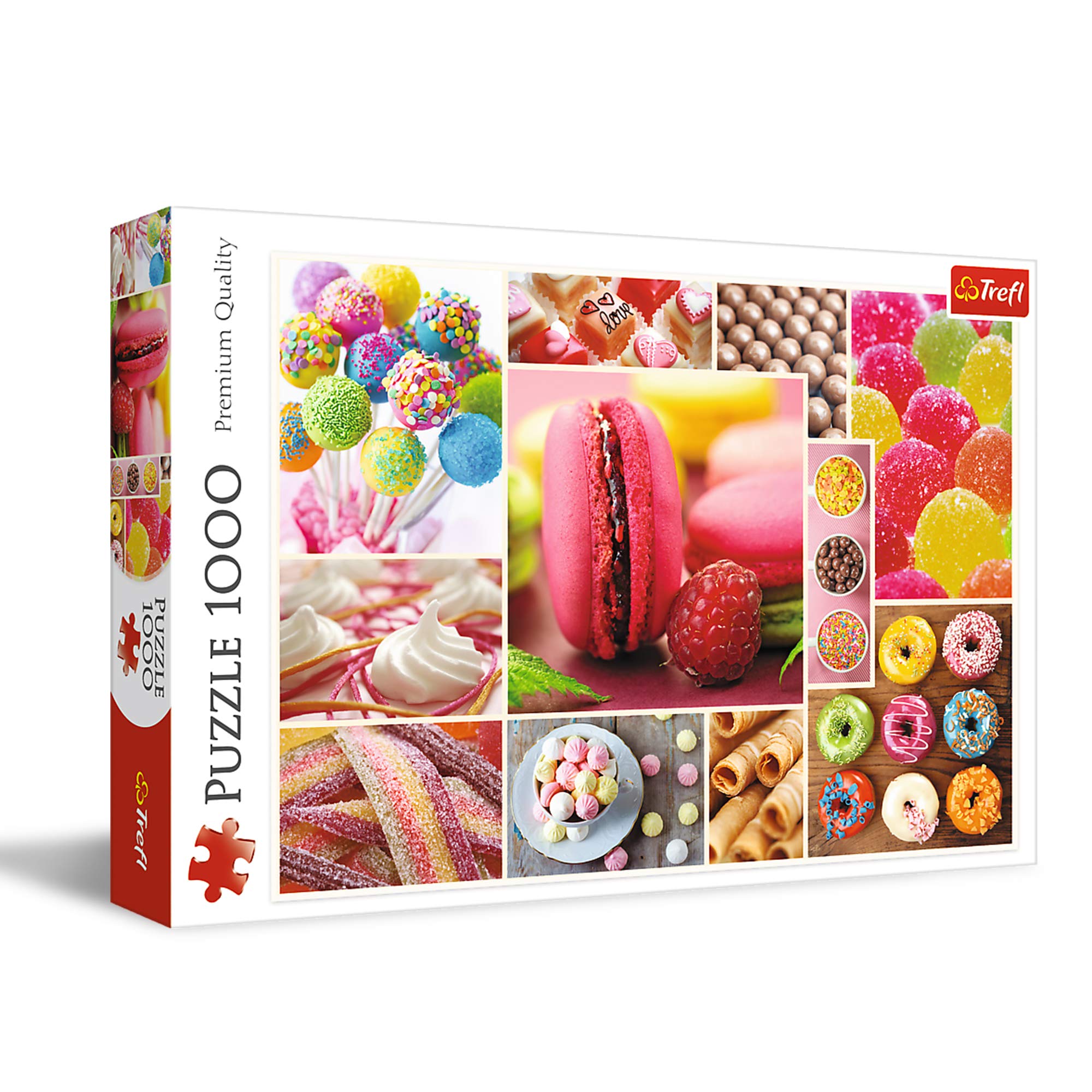 Trefl Candy - Collage 1000 Jigsaw Red Puzzle 27"x19" Print, Painted Nostalgic Pictures, Perfect Matching of Elements, for Adults and Children from 12 Years Old
