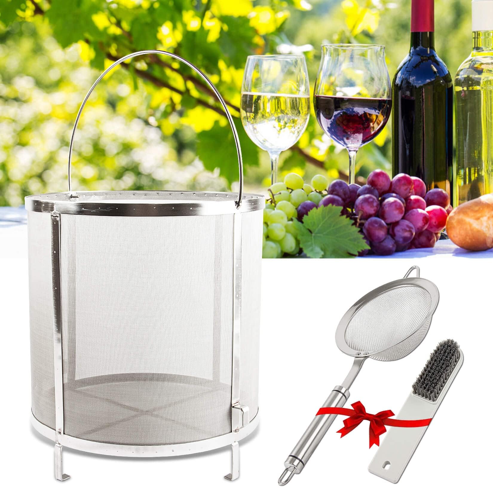 PSLER11.8×12.2 inch (30×31cm) Wine Beer Dry Hops Filter Brewing Hopper Strainer 300 Micron Mesh Barrel Brewing Grain Basket Strainer for Homebrew Hops Wine Beer Tea Kettle Brew Filter