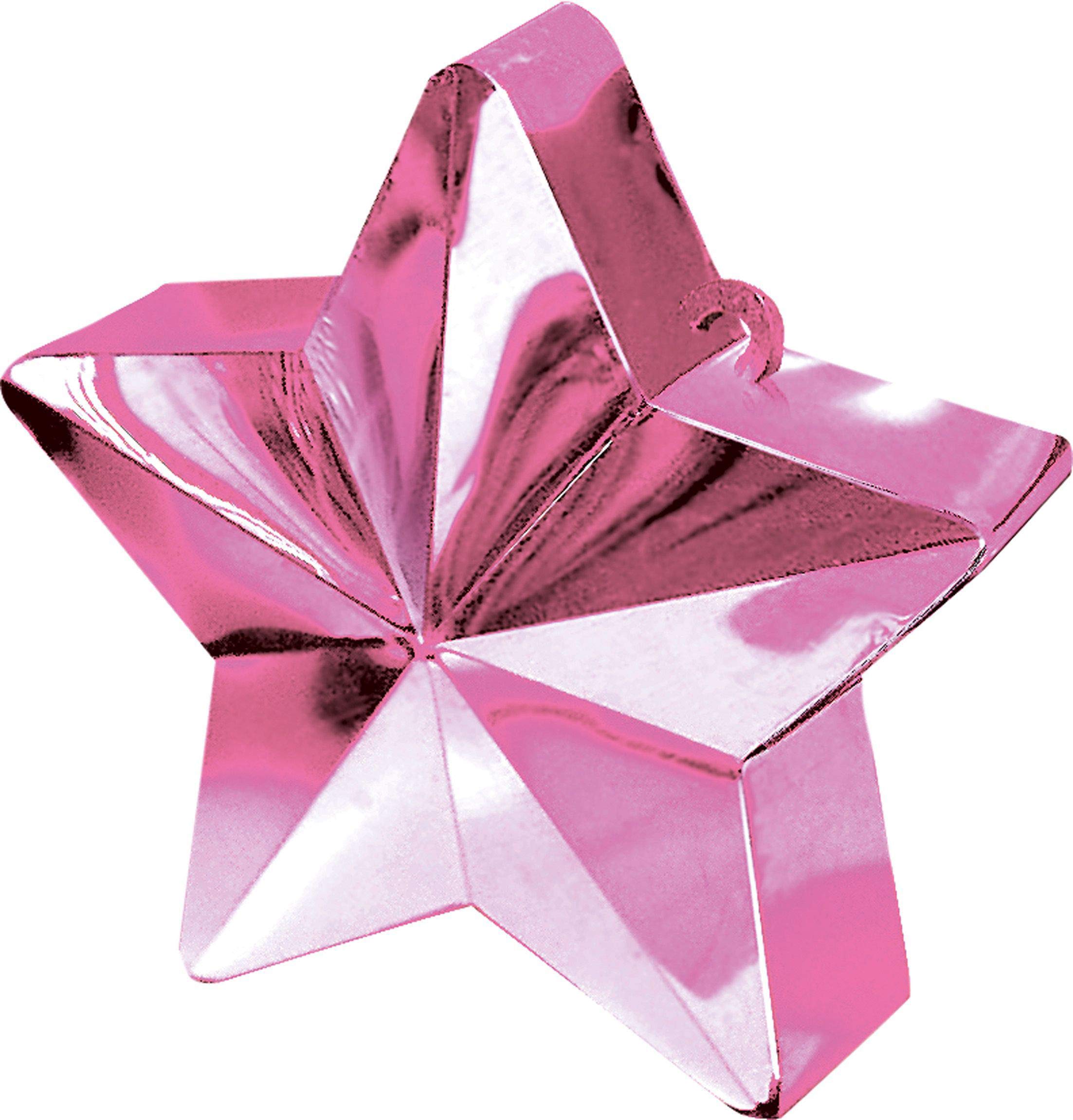 amscan117800-06 Shinny Pink Star Balloon Weights Party Decoration-1 Pc