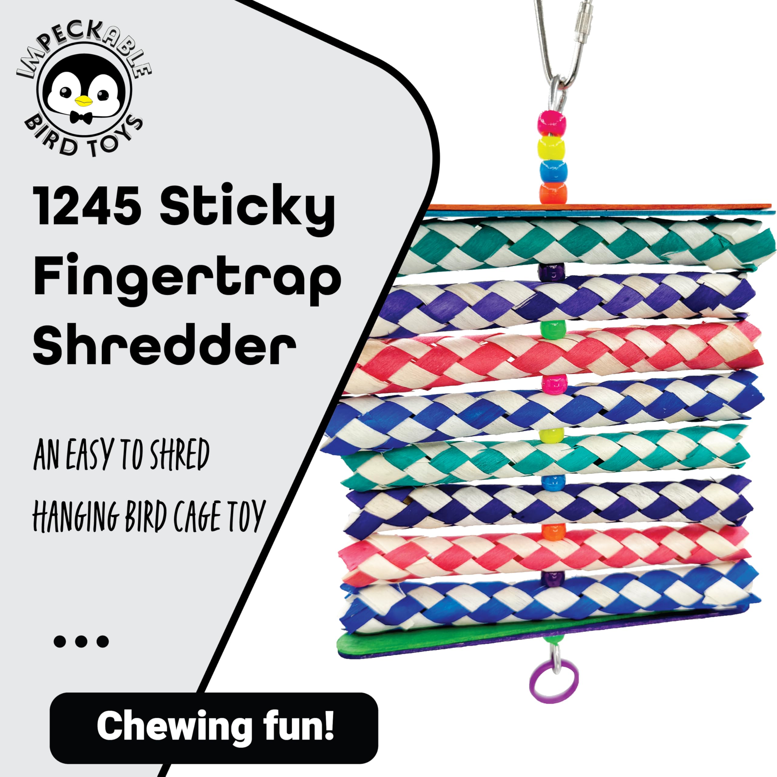 1245 Sticky Fingertrap Shredder for Parrots, Budgies, Cockatiels, Conures, Bird Cage Accessories, Hanging Bird Toys, Chewable Foraging, Enrichment Activity, Interactive Shredding, Small Pet Playtime 1