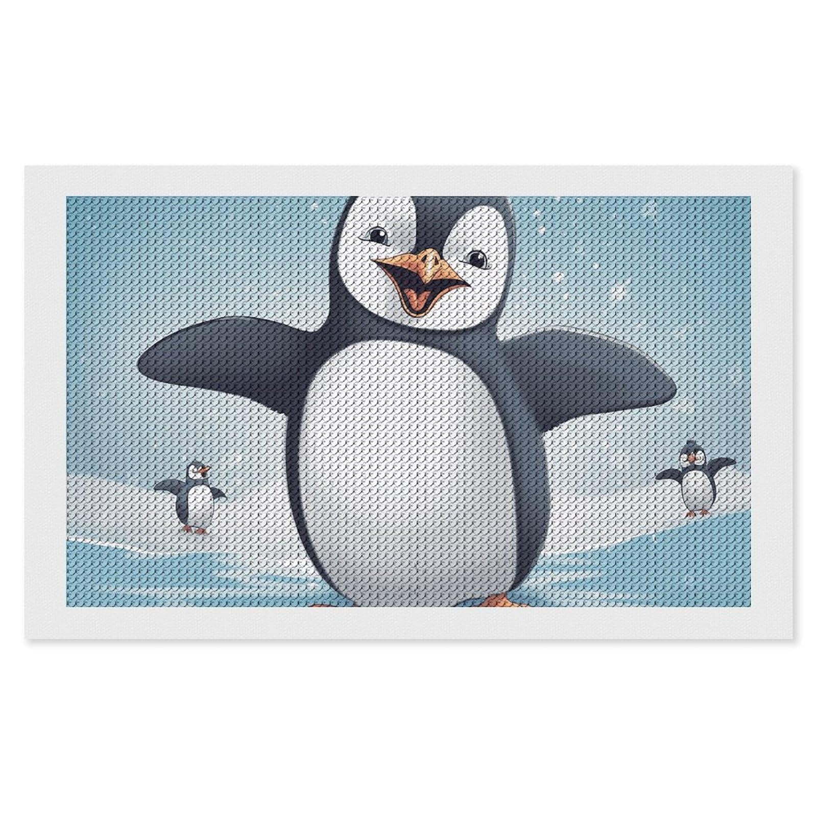 NONHAI Diamond Painting Kits for Adults - DIY Diamond Art Kits for Beginners - Full 5D Paint Drill Diamond Dots Paintings- Happy Penguin Diamonds Pictures Gem Art and Craft Wall Decor 12"x20"