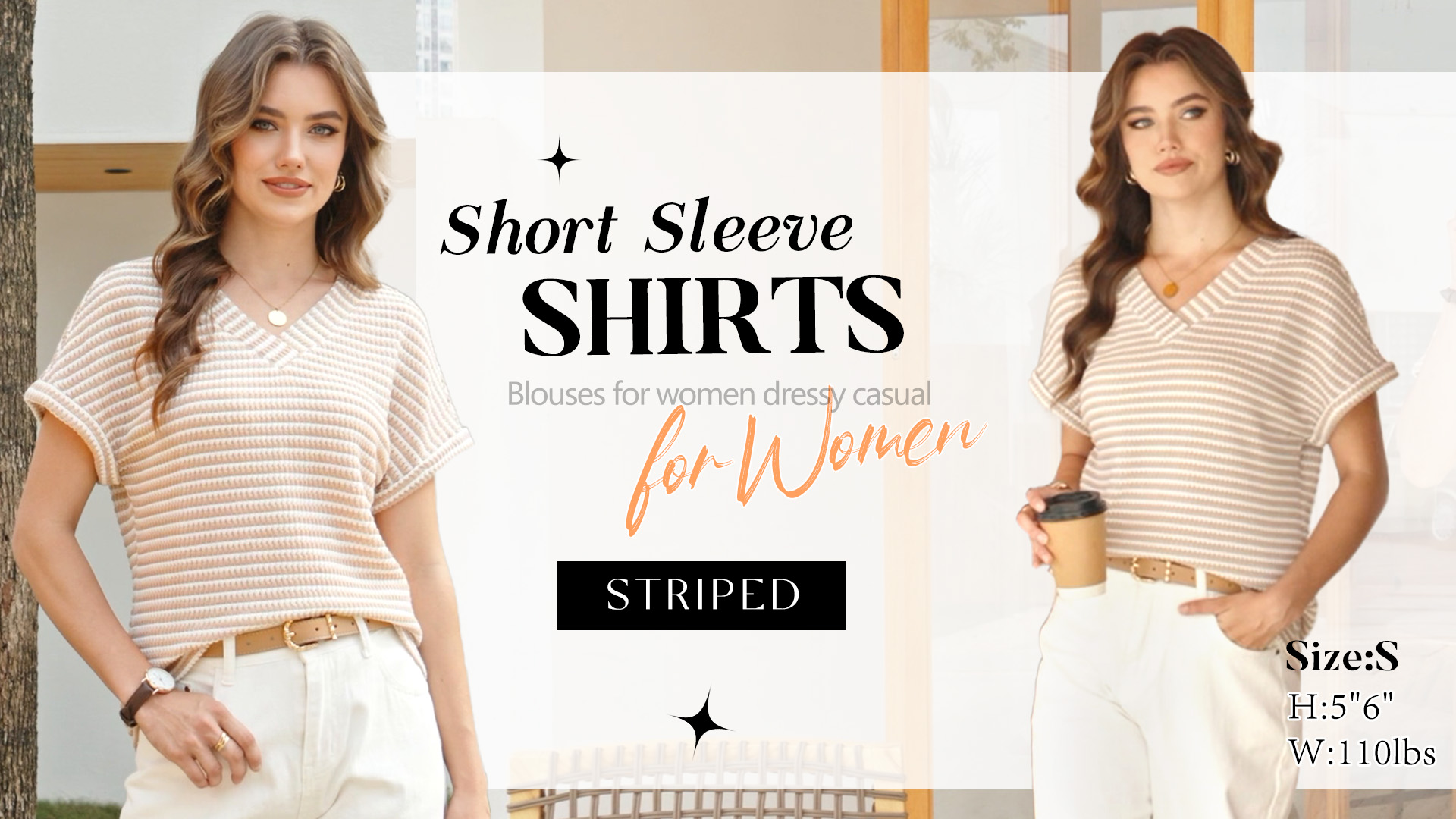Tops for Women Trendy Waffle Knit Short Sleeve Sweater V Neck T