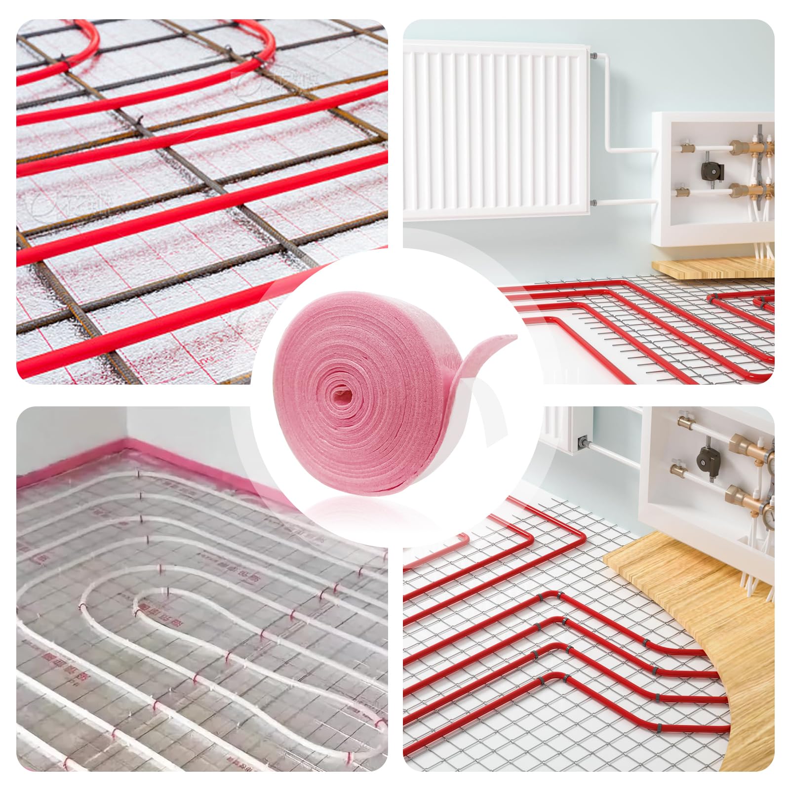 Tiras aislantes para bordes, 50 mm x 8 mm x 20 m, autoadhesivas, para masa de compensación, tiras de bordes, aislamiento de suelo radiante