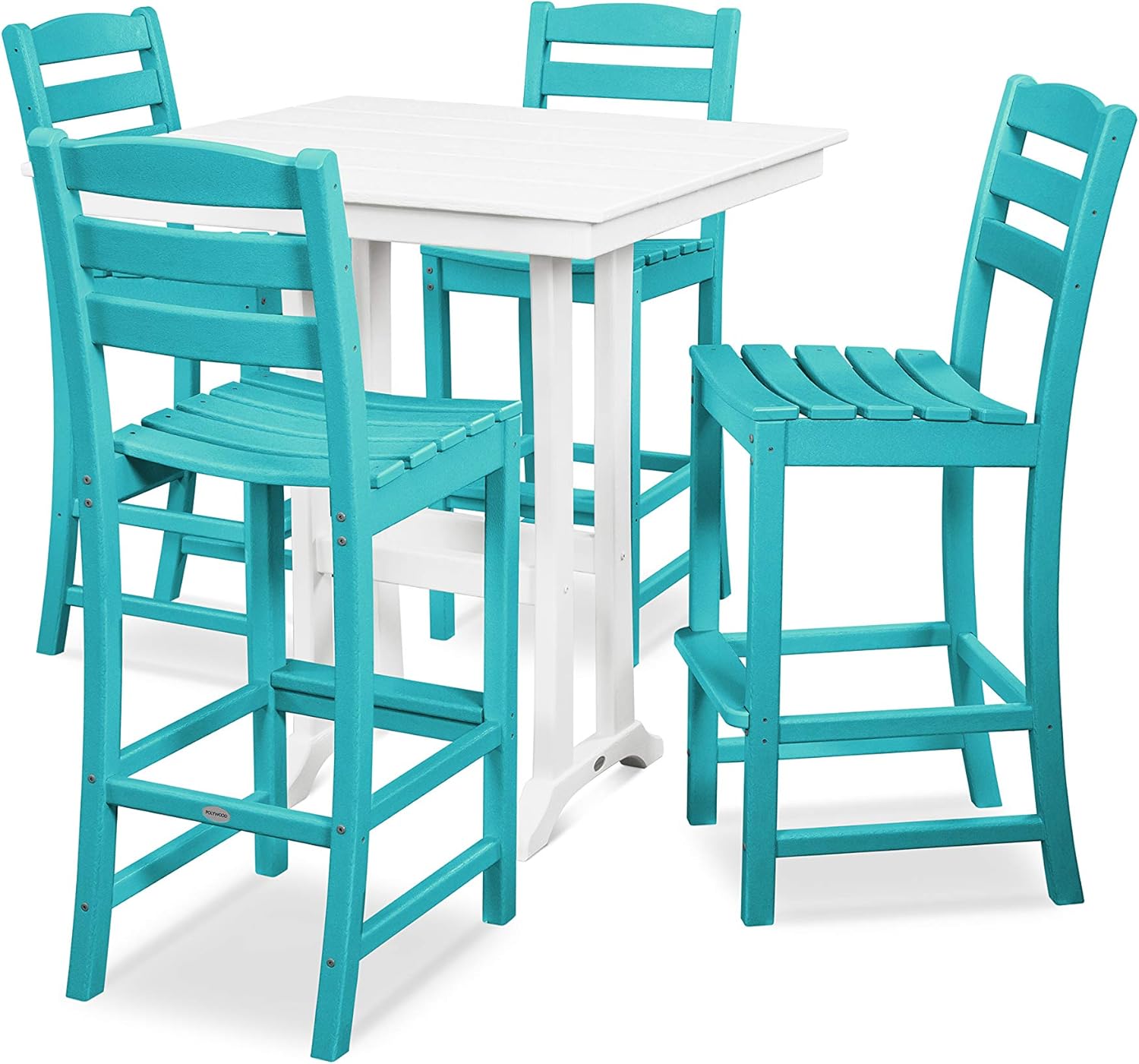 POLYWOOD® La Casa Café 5-Piece Farmhouse Trestle Bar Set in White