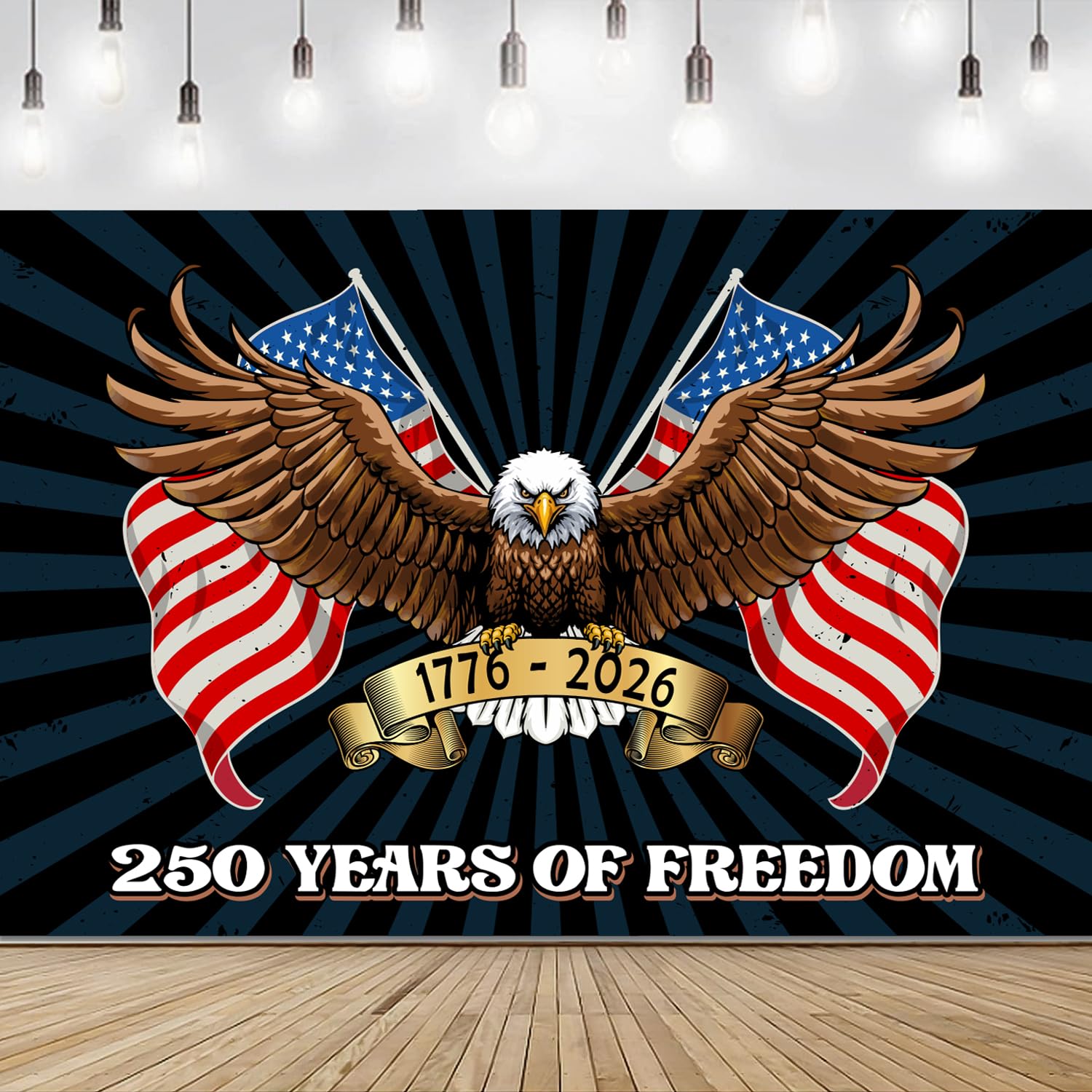 4th of July Banner - Independence Day Patriotic Decorations 1776-2026 Background Eagle Birthday Party Decorations Indoor Outdoor Supplie