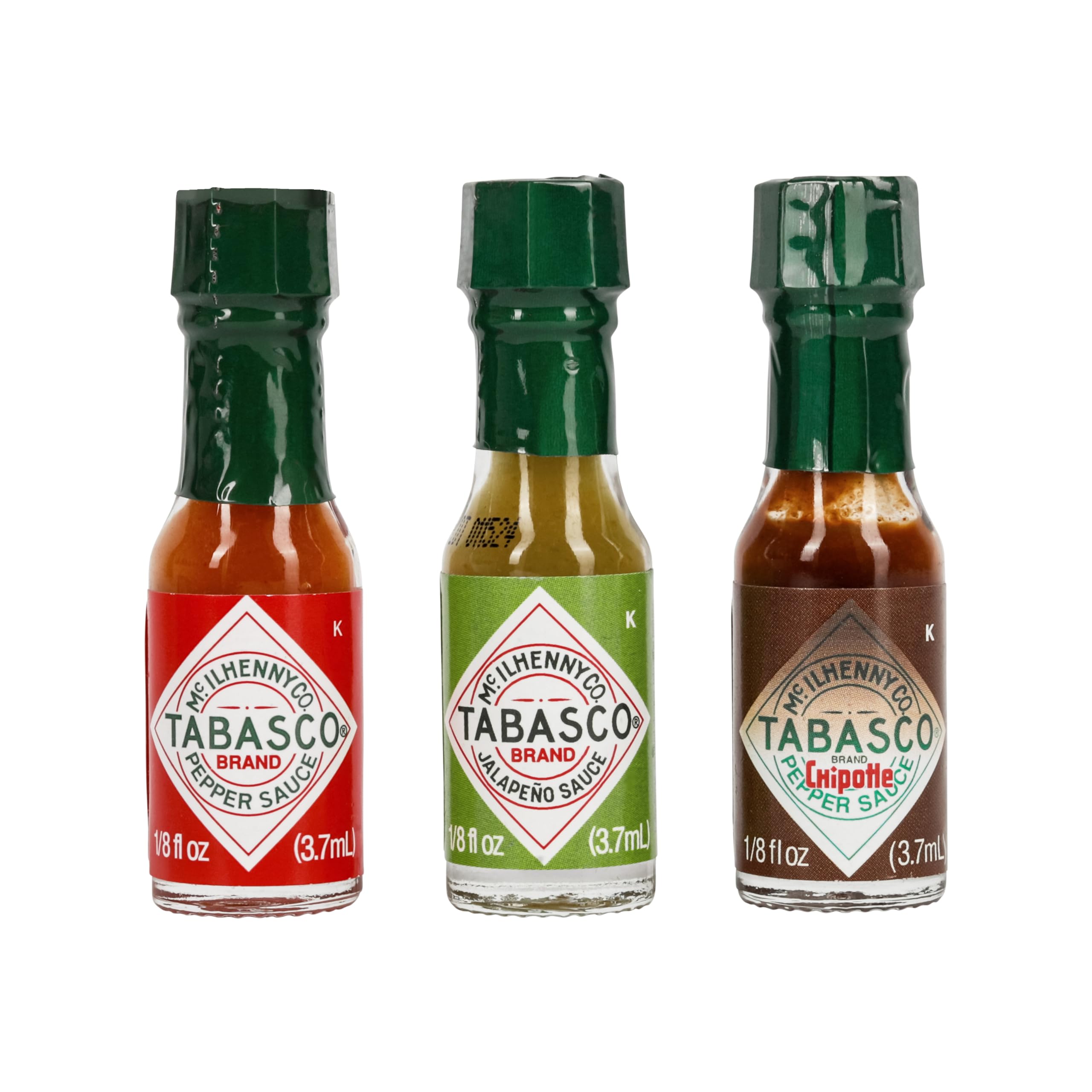 Tabasco To Go 3 x 3.7 ml Original Salsa Roja, Verde Jalapeño, Chipotle